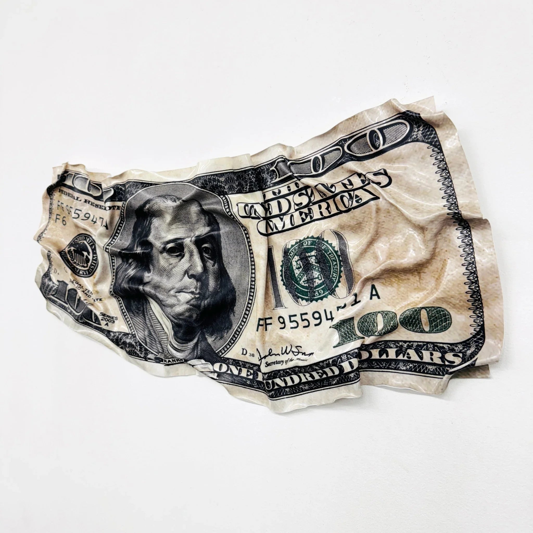 Tableau froissé - Billet de 100 Dollars - Luxartis