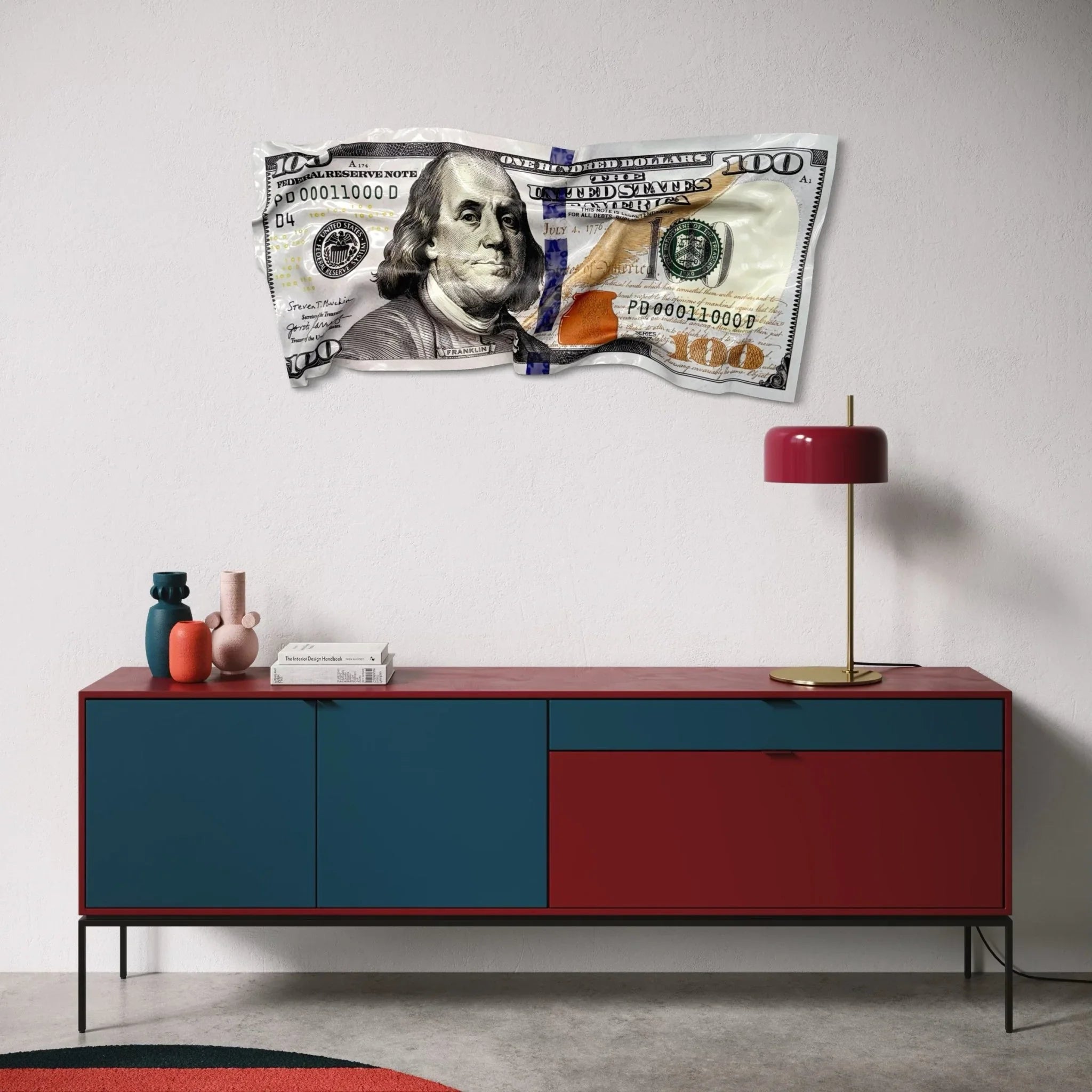 Tableau froissé - Billet de 100 Dollars - Luxartis