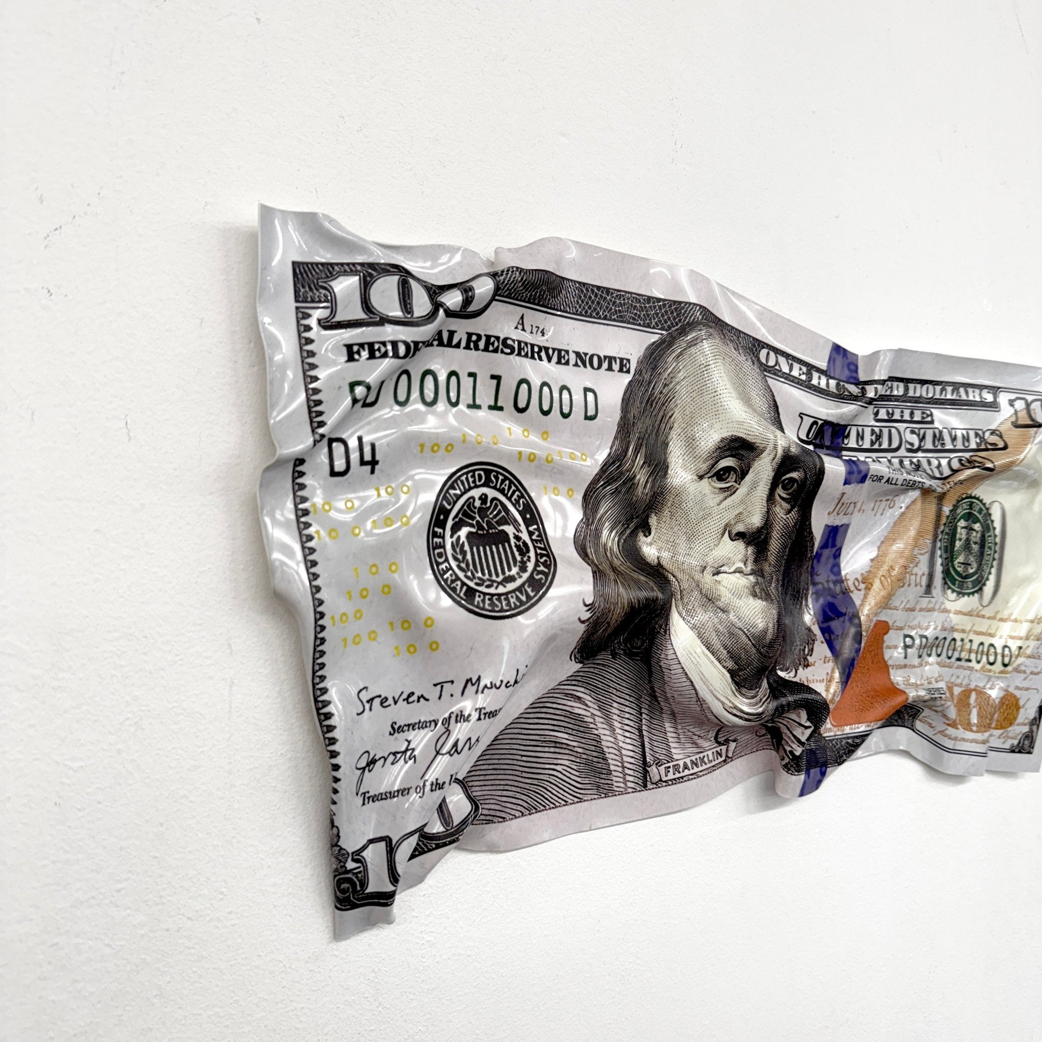 Tableau froissé - Billet de 100 Dollars - Luxartis