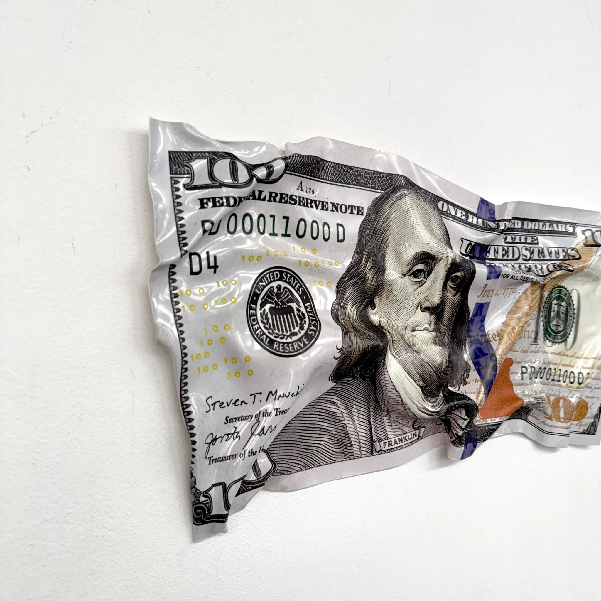 Tableau froissé - Billet de 100 Dollars - Luxartis