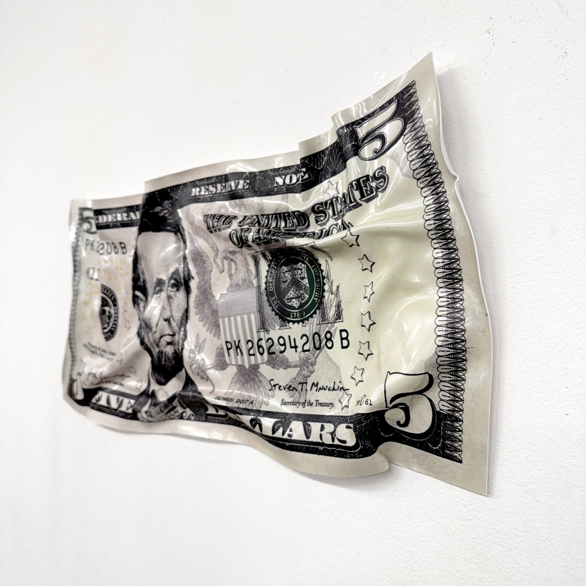 Tableau froissé - Billet de 5 Dollars - Luxartis