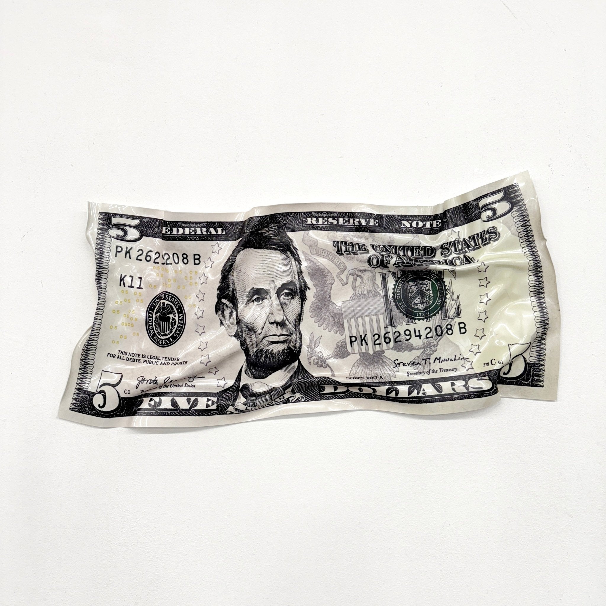 Tableau froissé - Billet de 5 Dollars - Luxartis