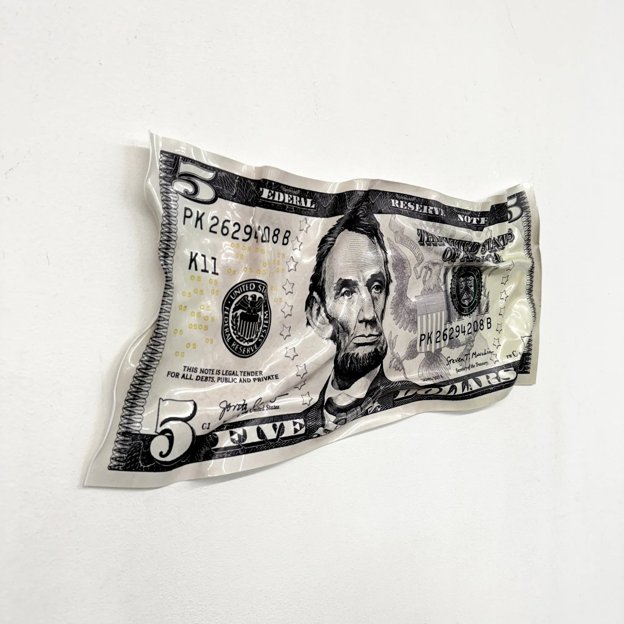 Tableau froissé - Billet de 5 Dollars - Luxartis