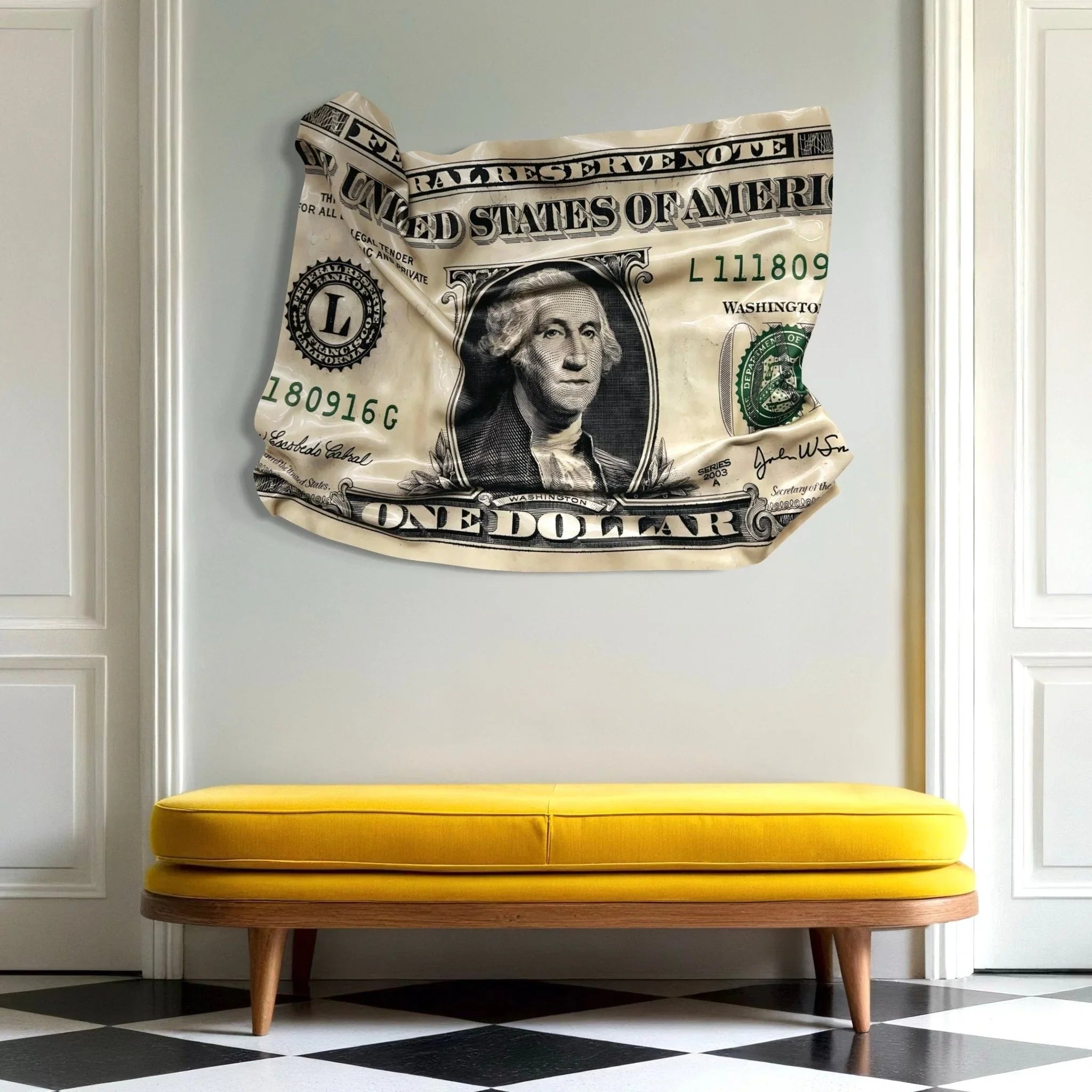 Tableau froissé - Billet One Dollar - Luxartis