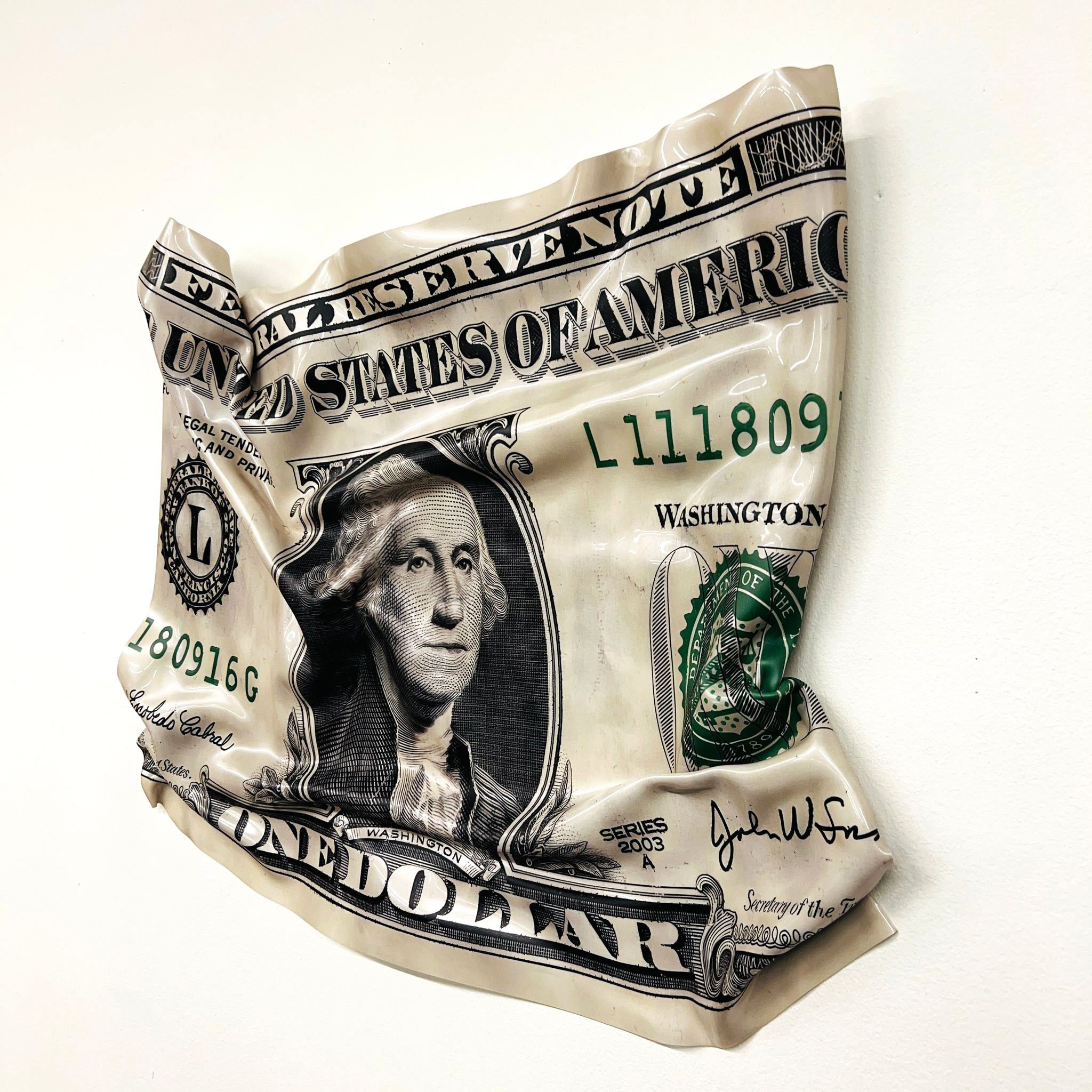 Tableau froissé - Billet One Dollar - Luxartis