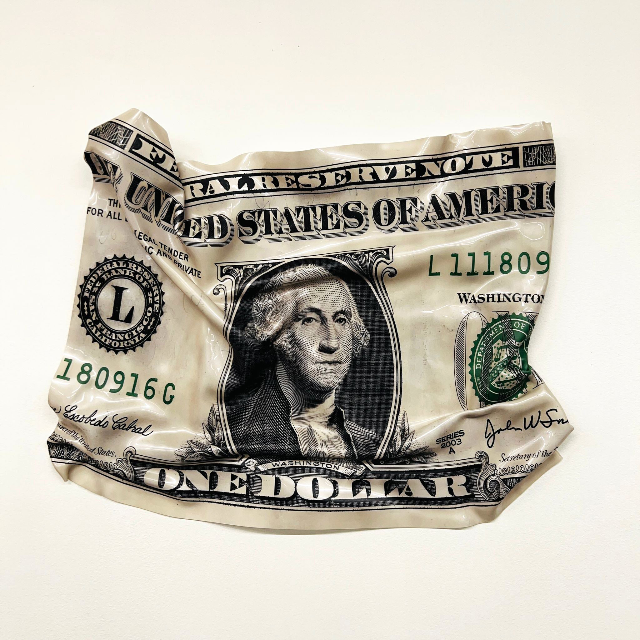 Tableau froissé - Billet One Dollar - Luxartis