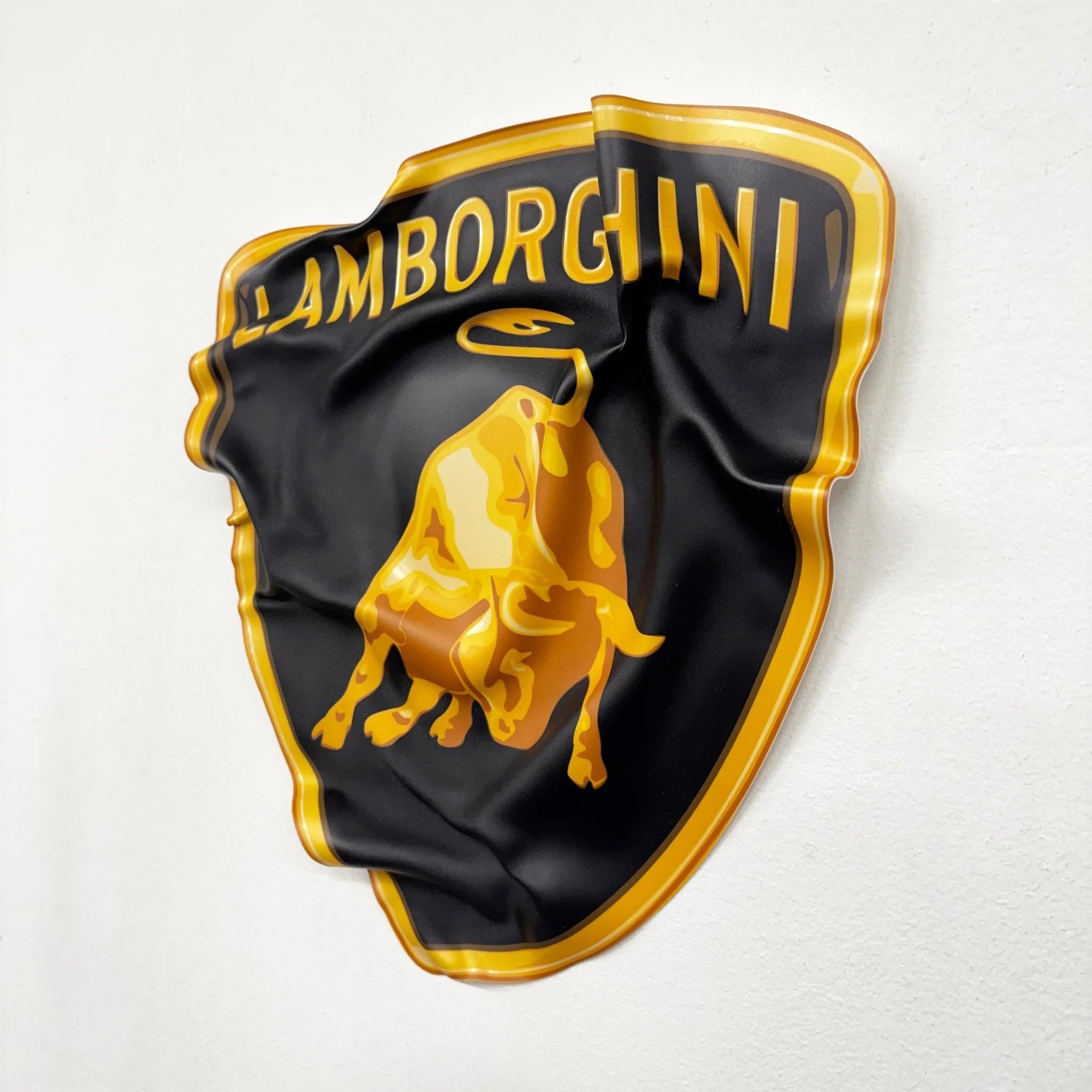 Tableau froissé - Blason Lamborghini "Charge du Taureau" - Luxartis
