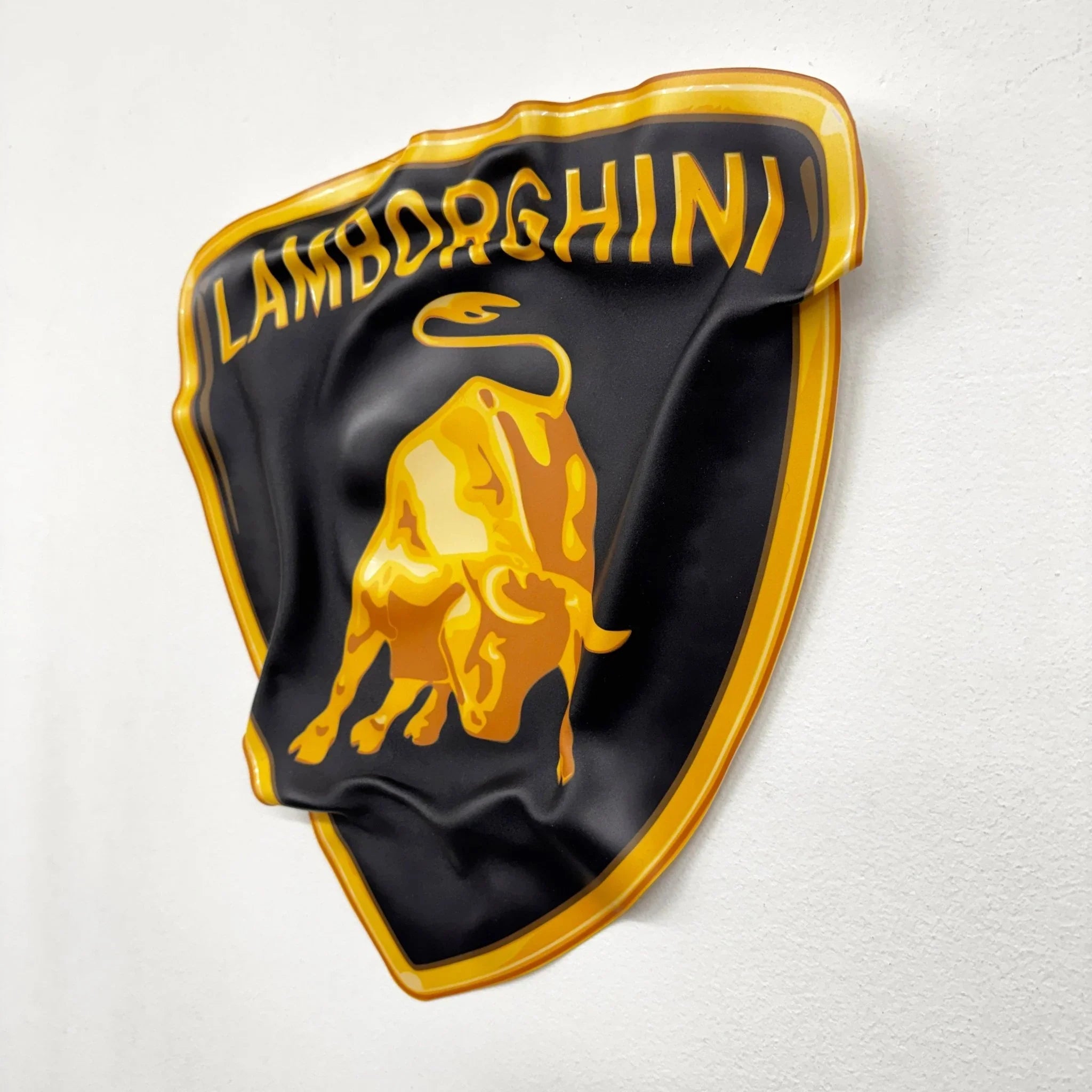 Tableau froissé - Blason Lamborghini "Taureau Noir & Or" - Luxartis