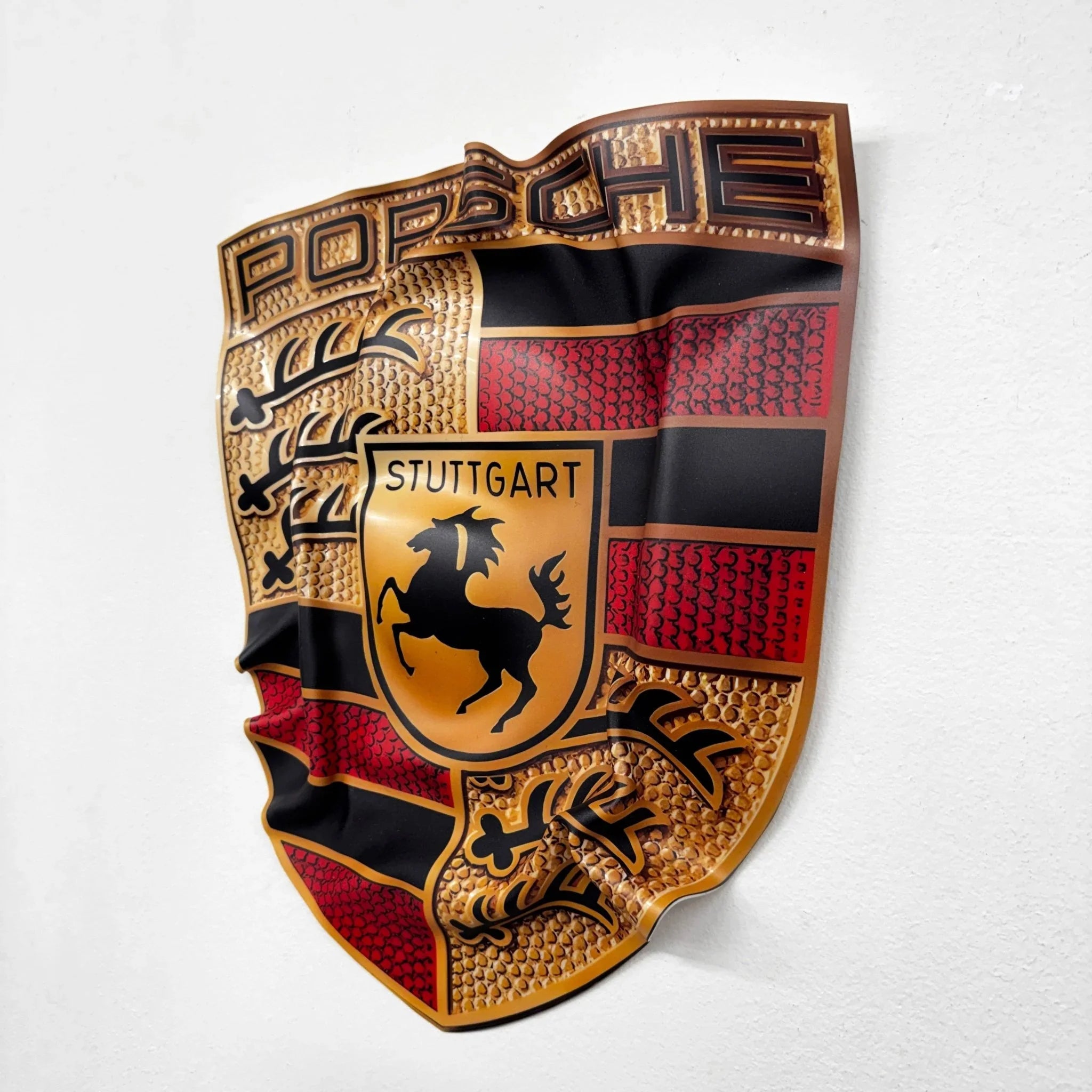 Tableau froissé – Blason Porsche "Stuttgart Legacy" - Luxartis