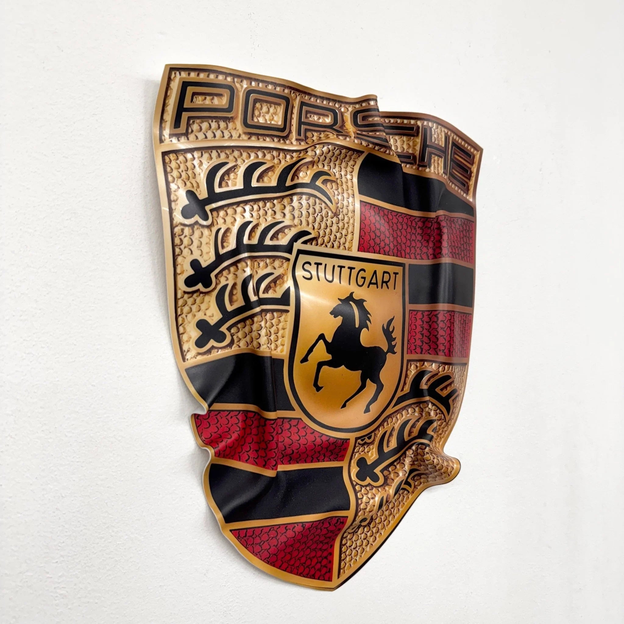 Tableau froissé – Blason Porsche "Stuttgart Legacy" - Luxartis