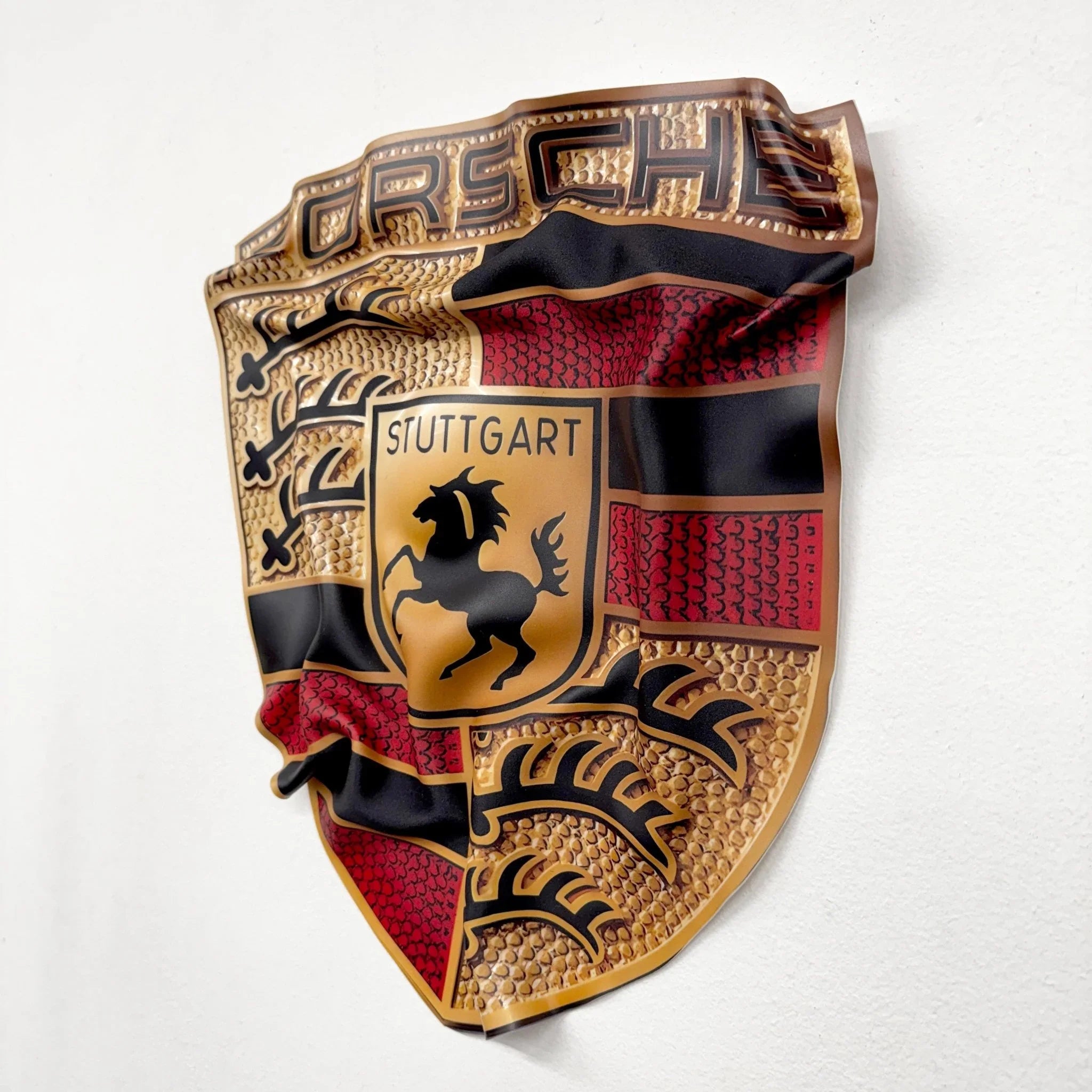 Tableau froissé – Blason Porsche "Stuttgart Power" - Luxartis