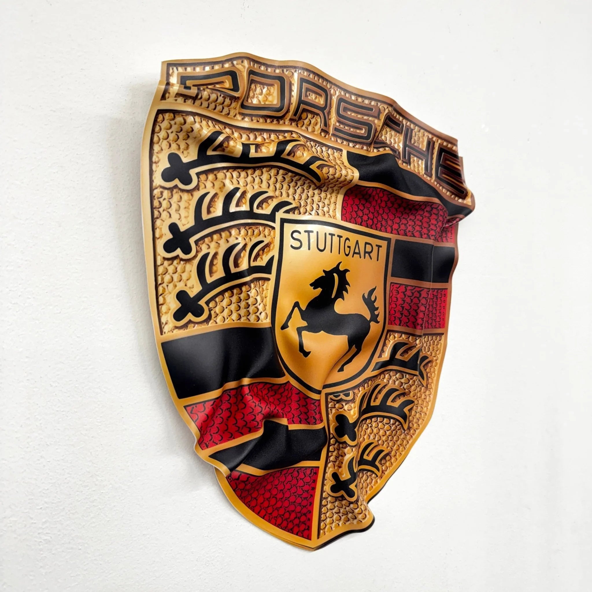Tableau froissé – Blason Porsche "Stuttgart Power" - Luxartis