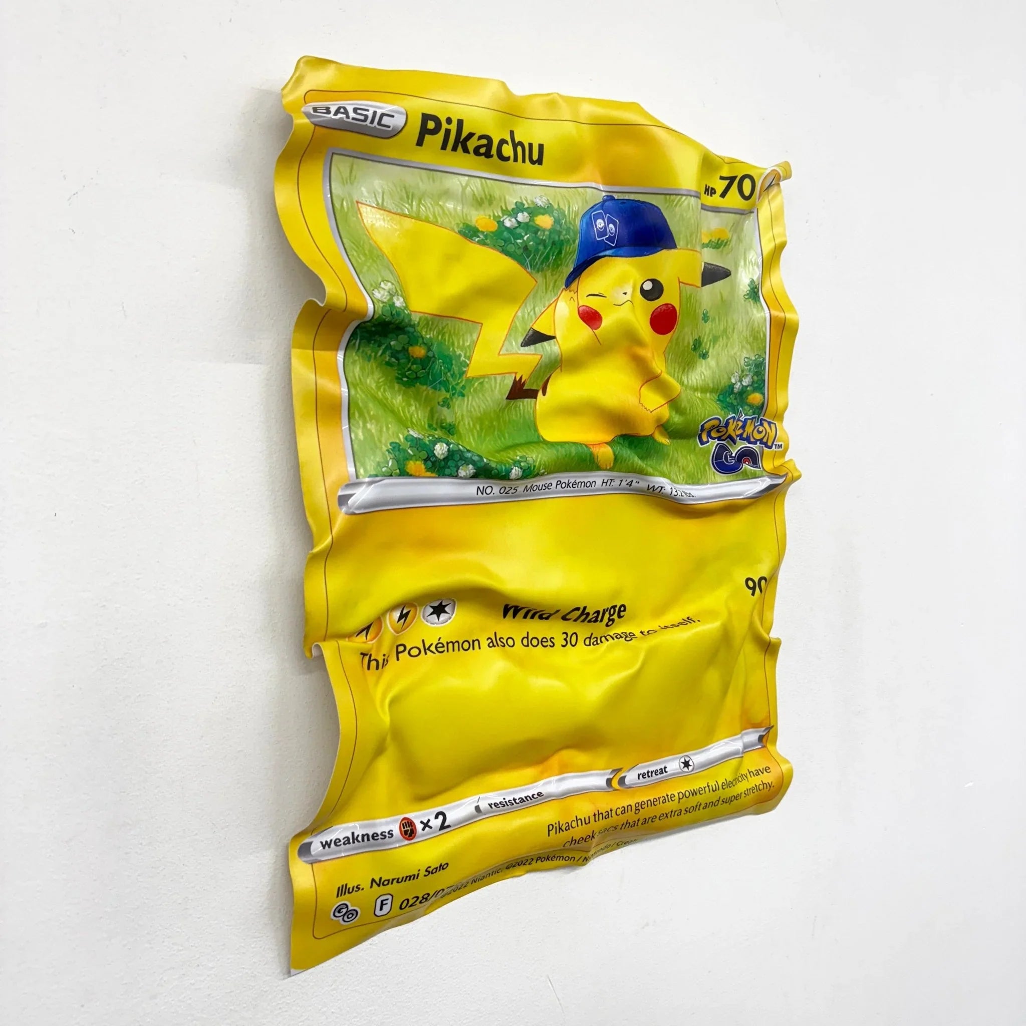 Tableau froissé - Carte Pokémon "Pikachu" - Luxartis
