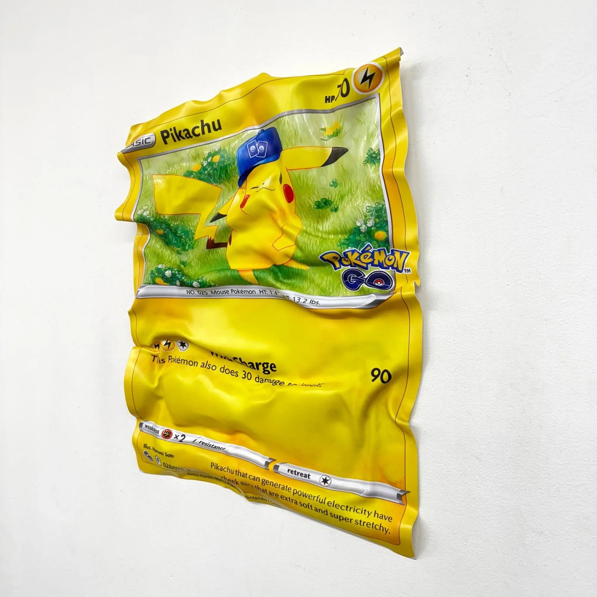 Tableau froissé - Carte Pokémon "Pikachu" - Luxartis