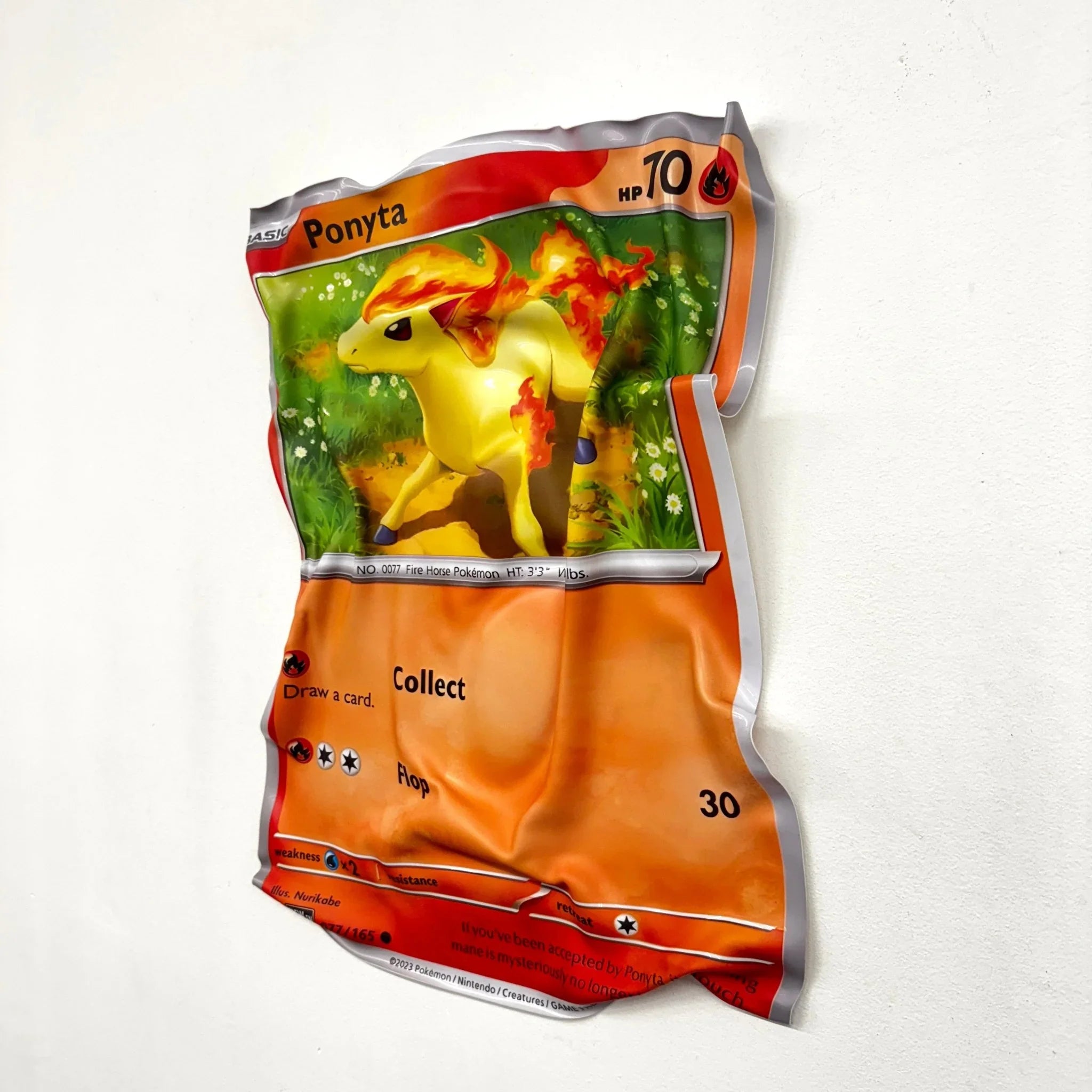 Tableau froissé - Carte Pokémon "Ponyta" - Luxartis