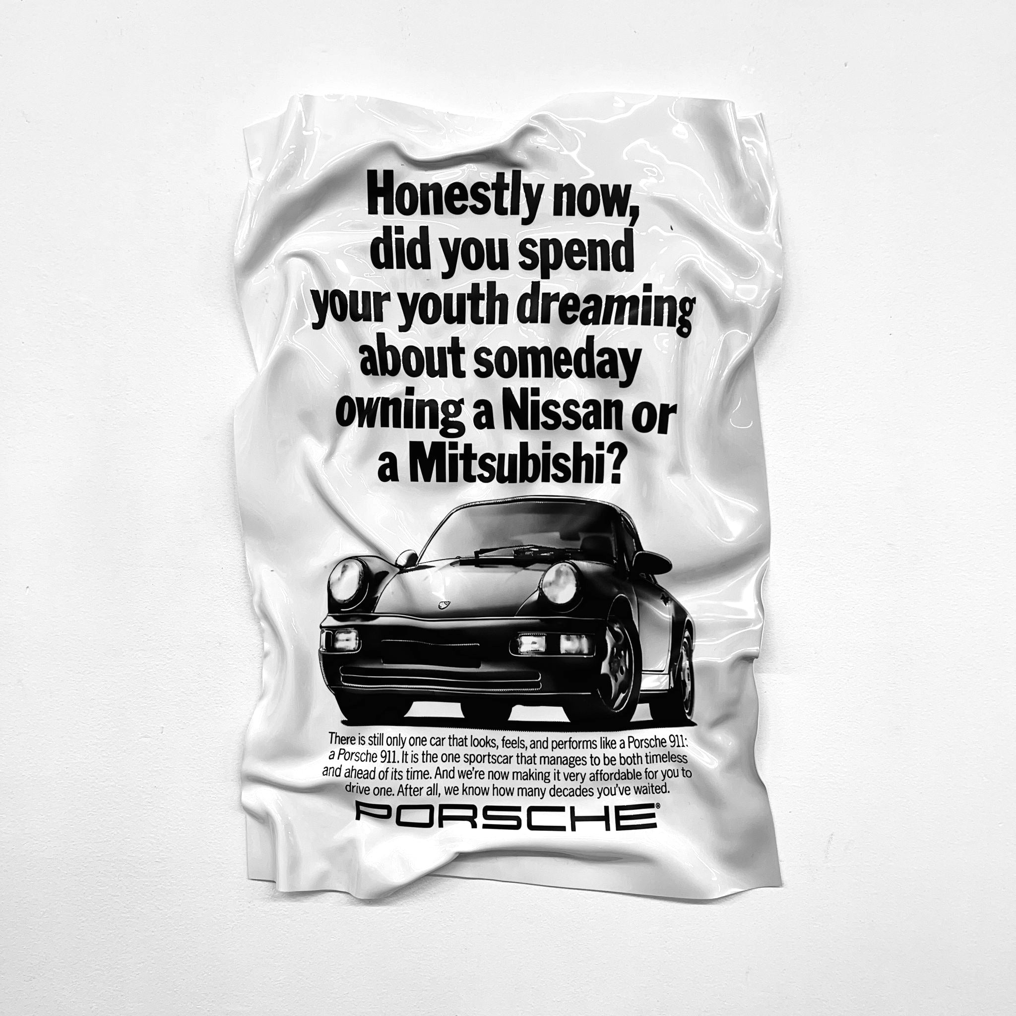 Tableau froissé - Pub Porsche 911 - Luxartis