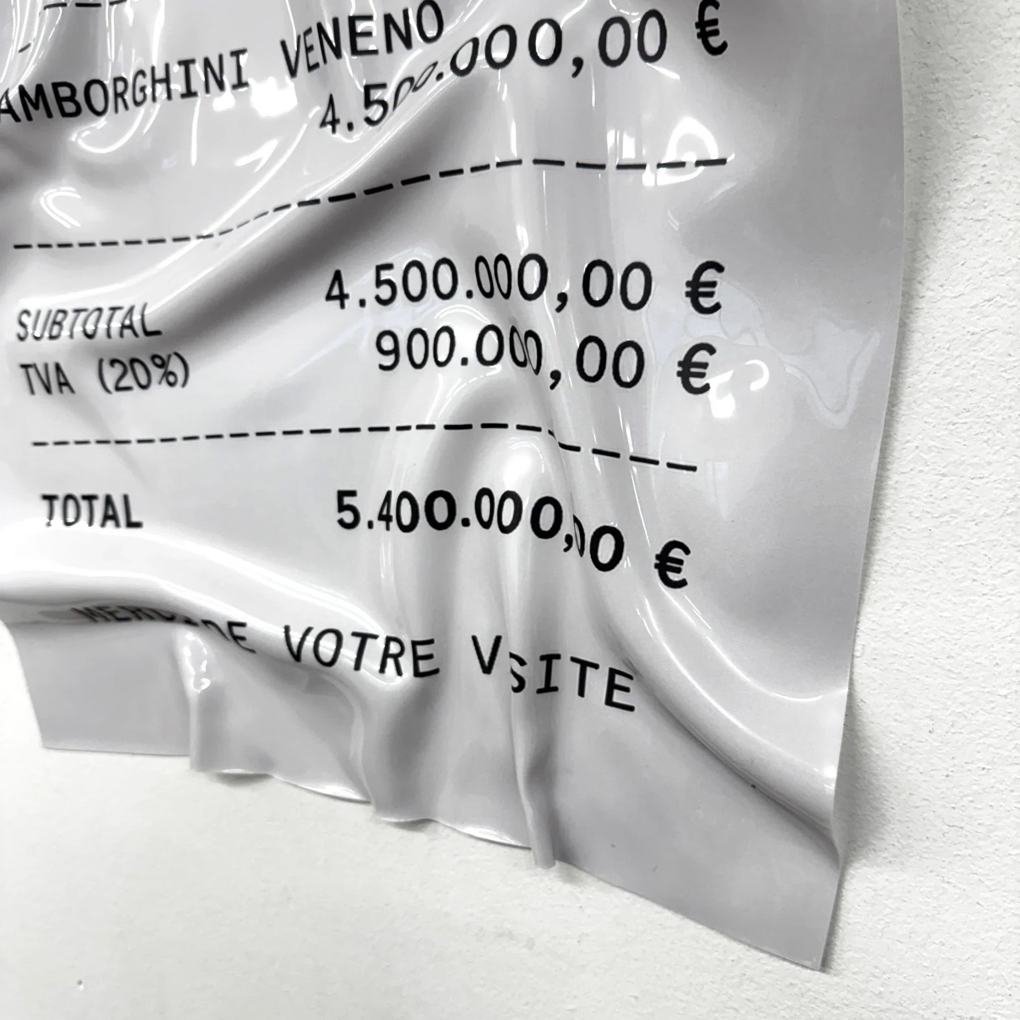 Tableau froissé - Reçu Lamborghini "Veneno" - Luxartis