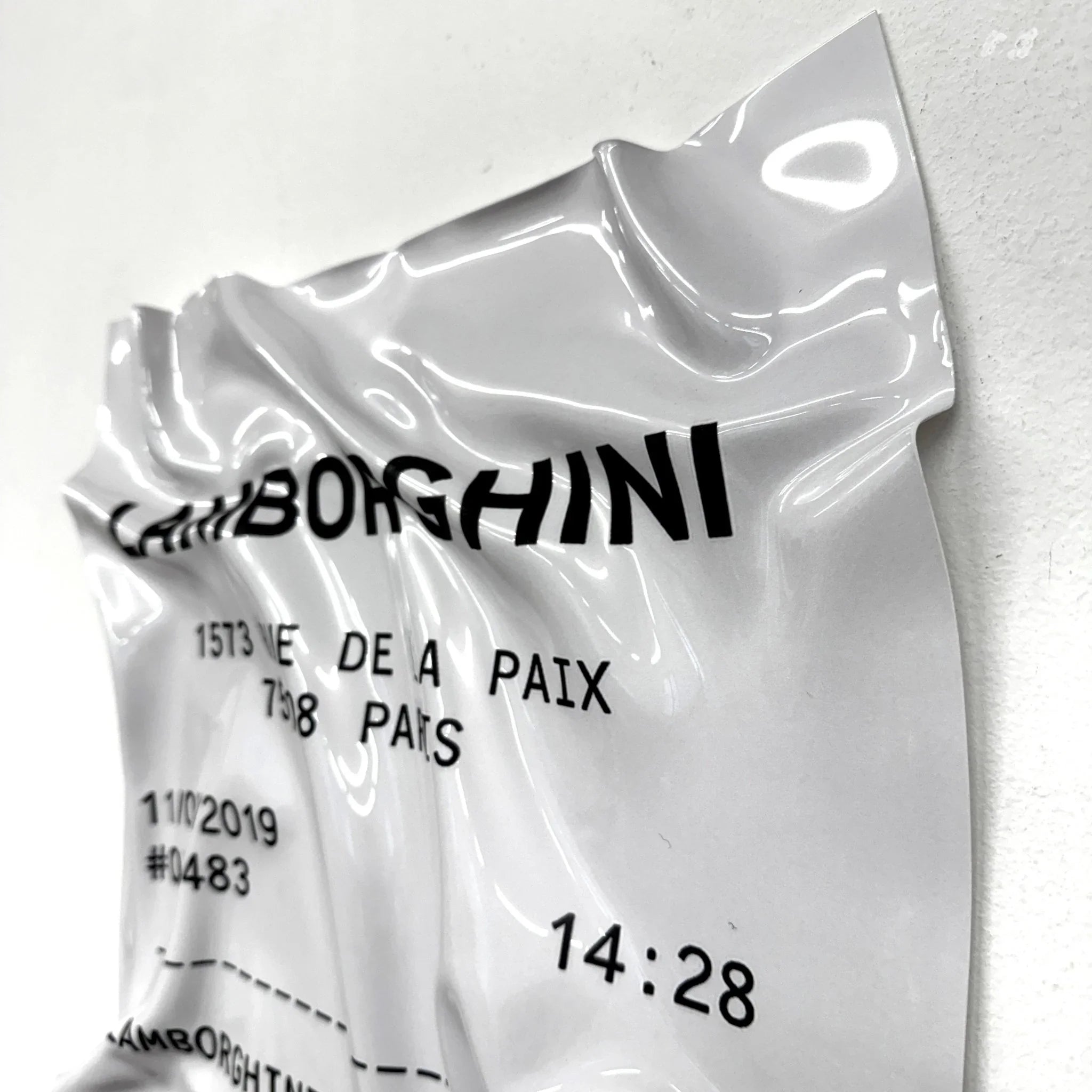 Tableau froissé - Reçu Lamborghini "Veneno" - Luxartis