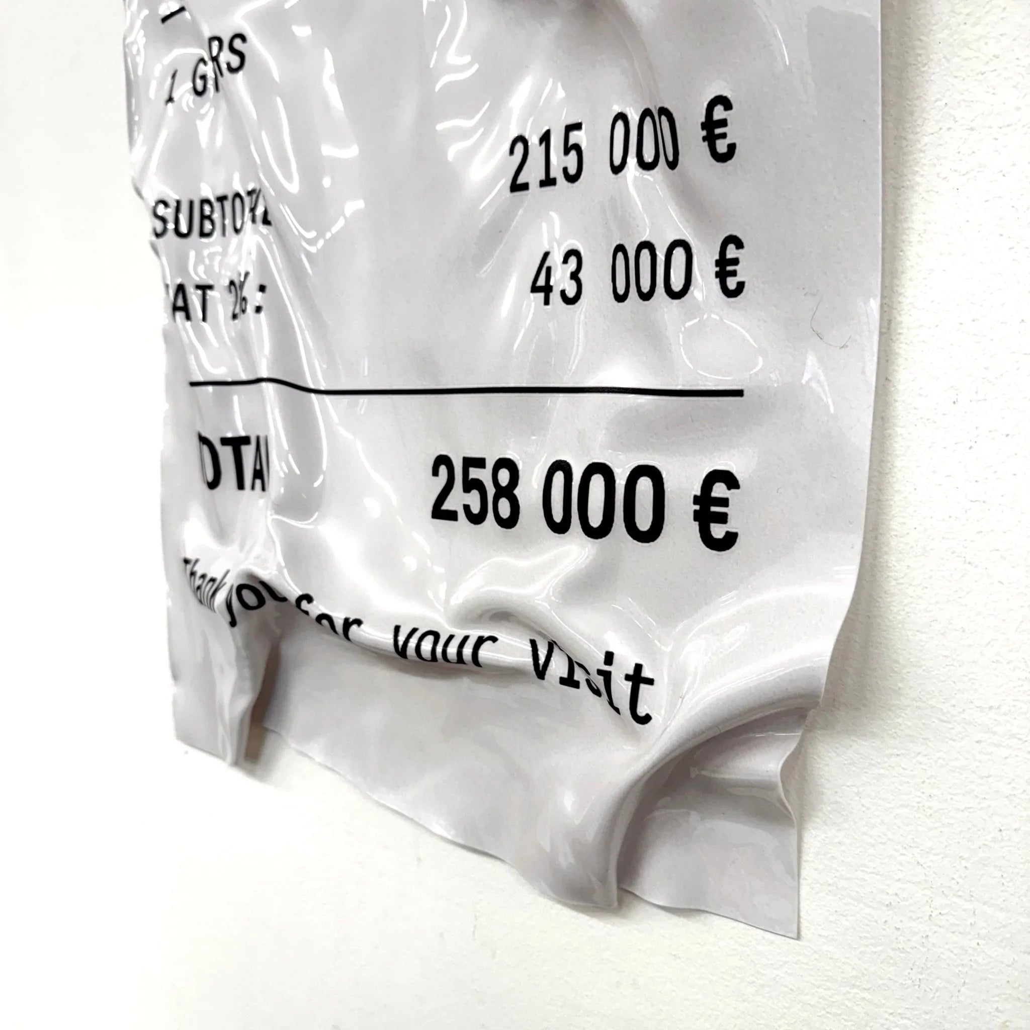 Tableau froissé - Reçu Porsche "GT3 RS" - Luxartis