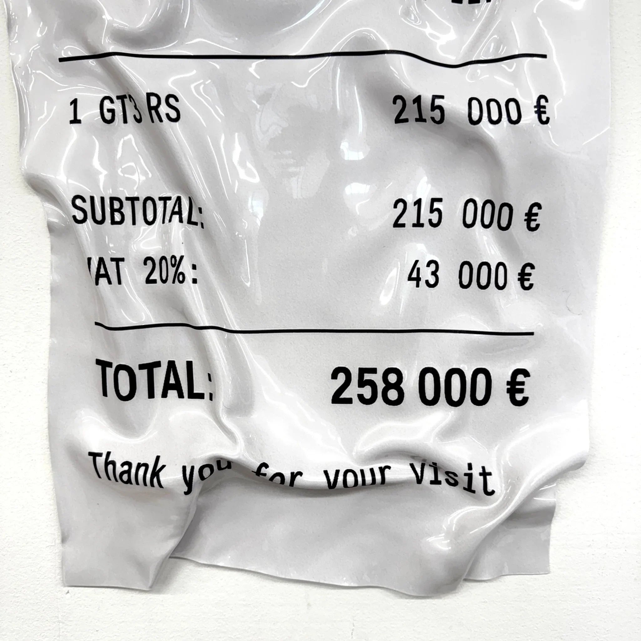 Tableau froissé - Reçu Porsche "GT3 RS" - Luxartis