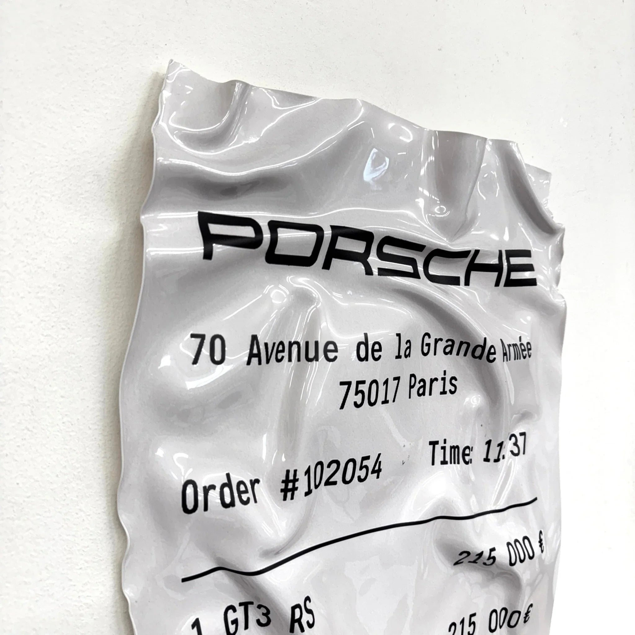 Tableau froissé - Reçu Porsche "GT3 RS" - Luxartis