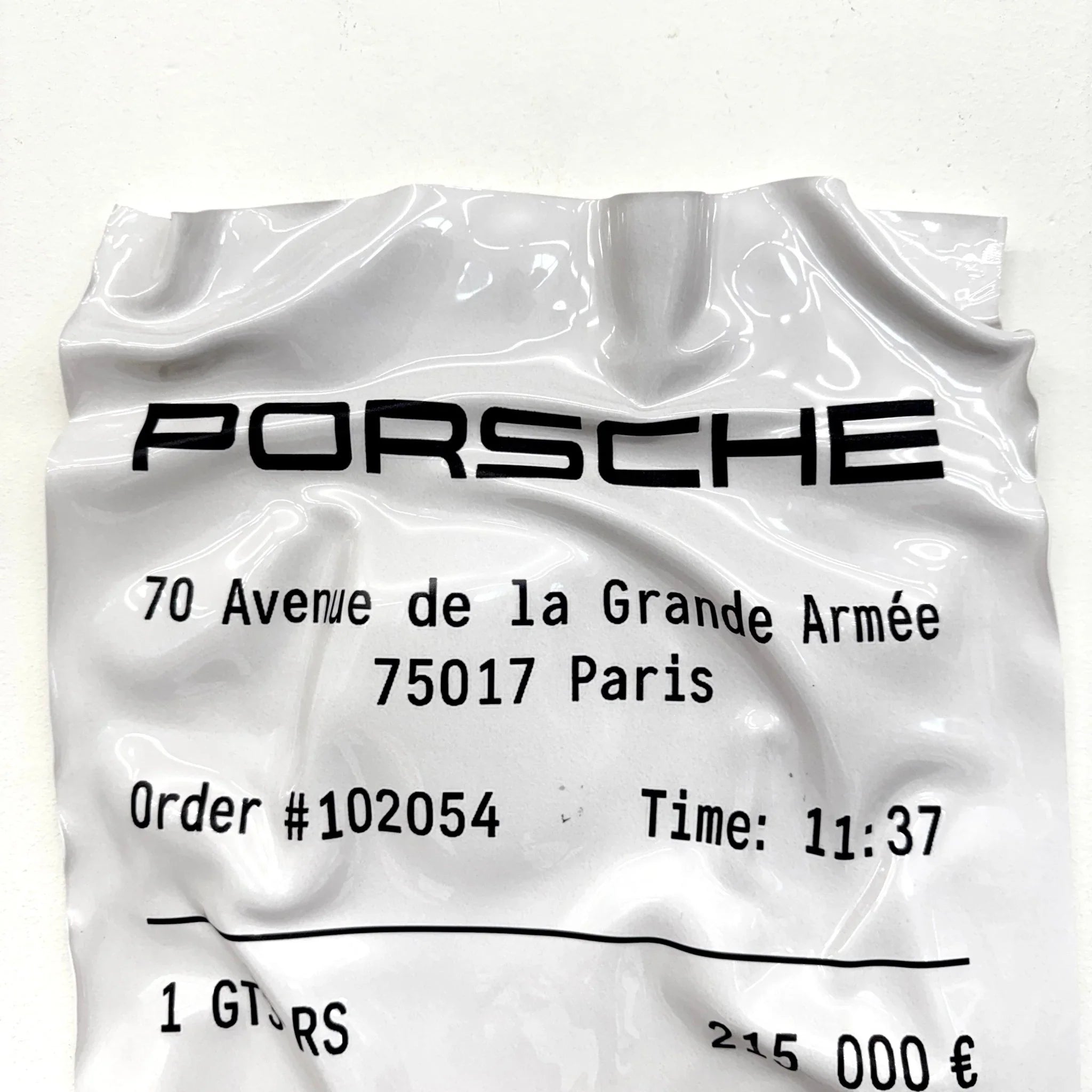Tableau froissé - Reçu Porsche "GT3 RS" - Luxartis