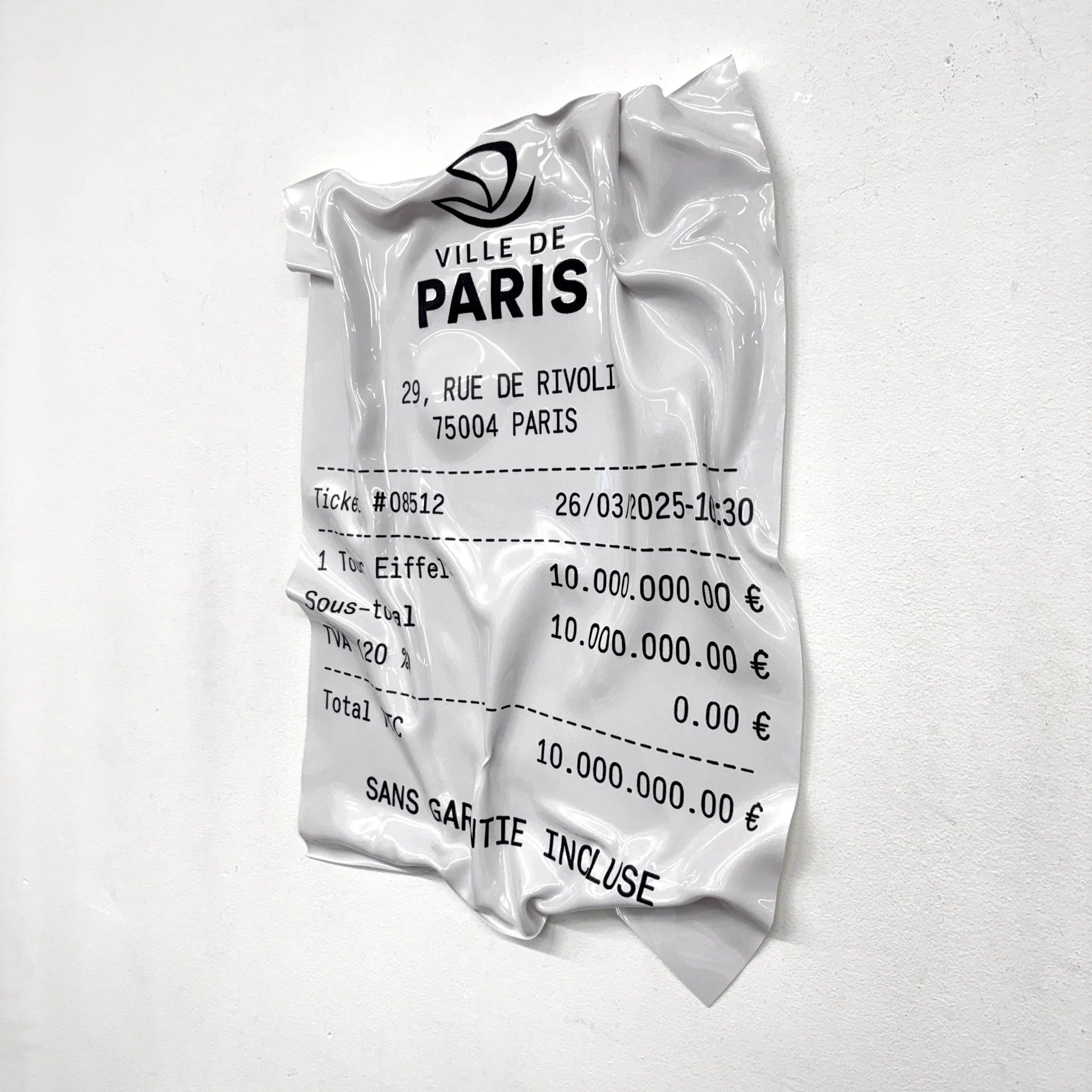 Tableau froissé - Reçu Ville de Paris "Tour Eiffel" - Luxartis