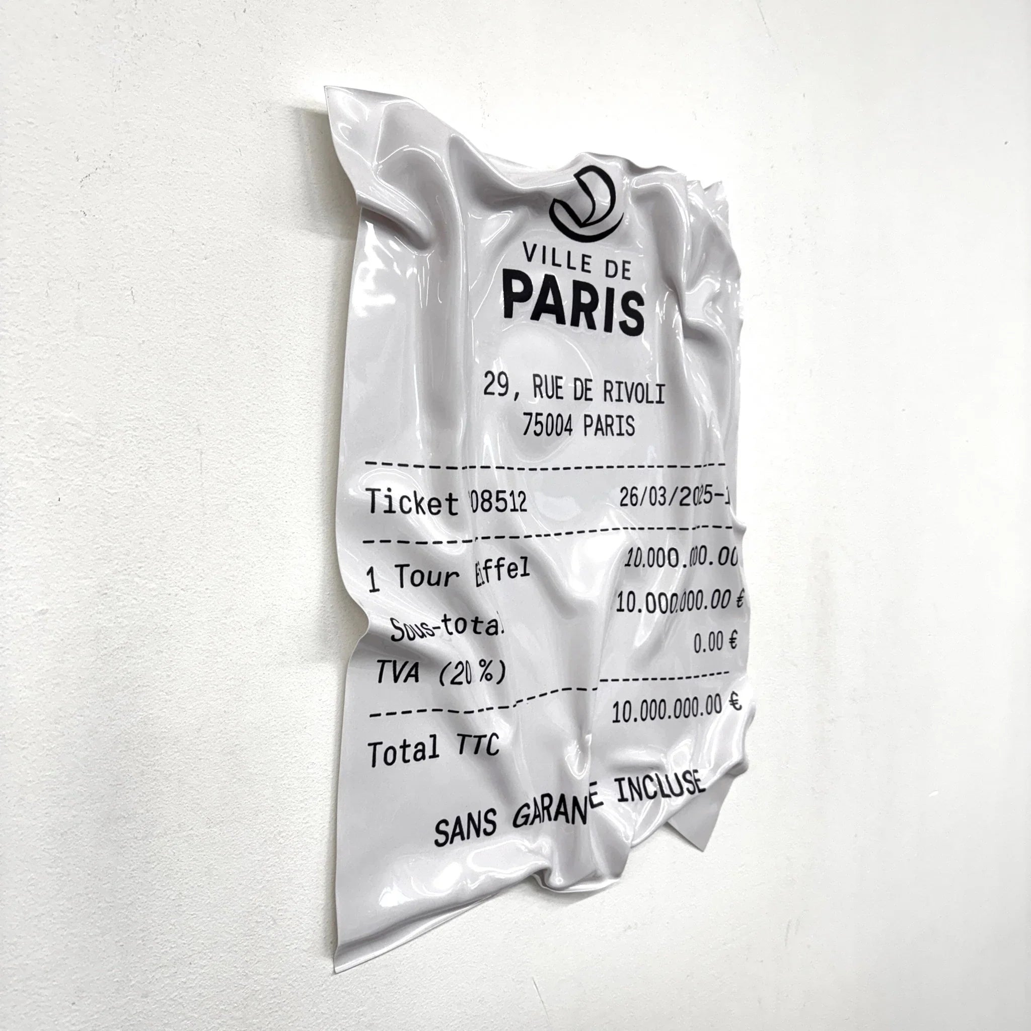 Tableau froissé - Reçu Ville de Paris "Tour Eiffel" - Luxartis