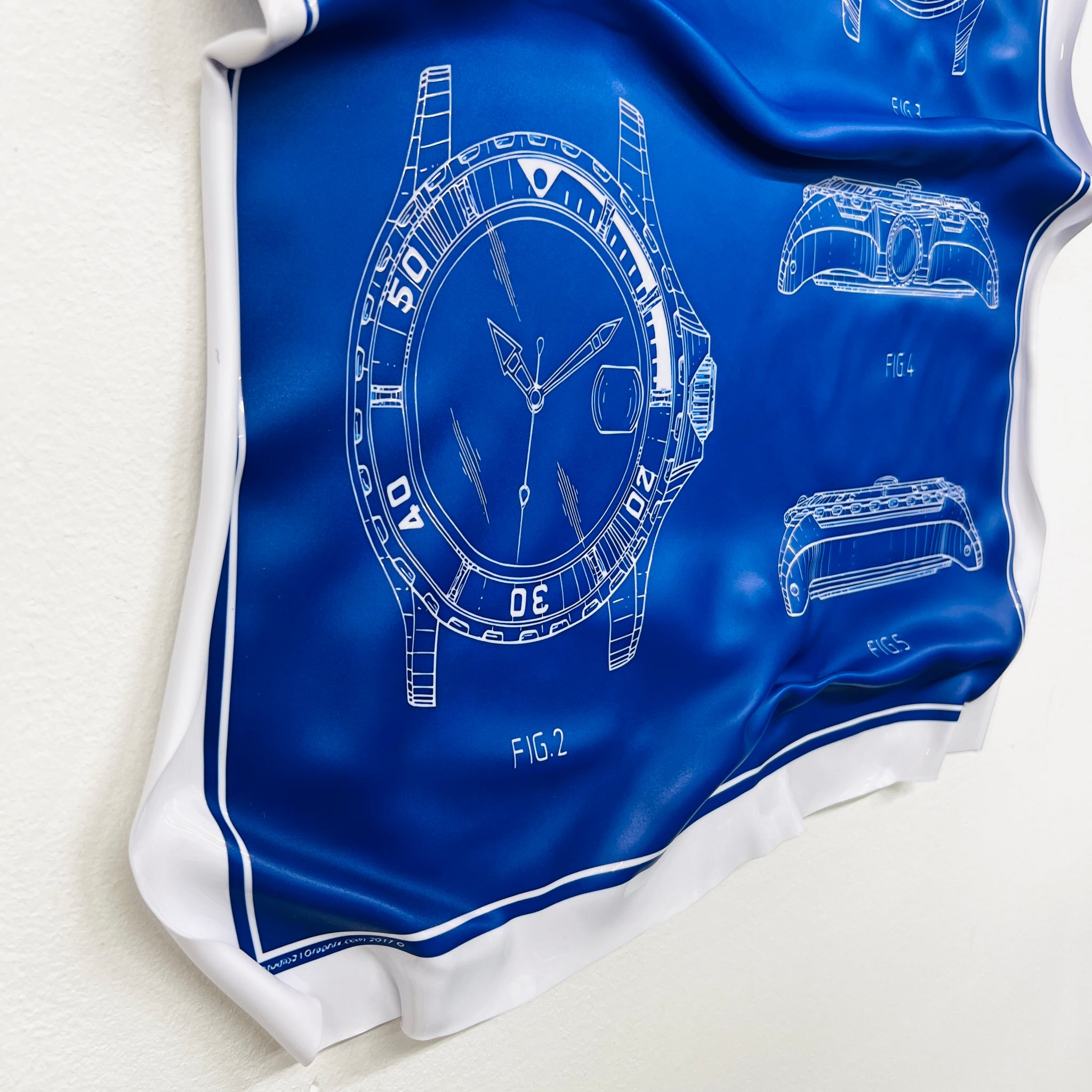 Tableau froissé - Rolex patern bleu - Luxartis