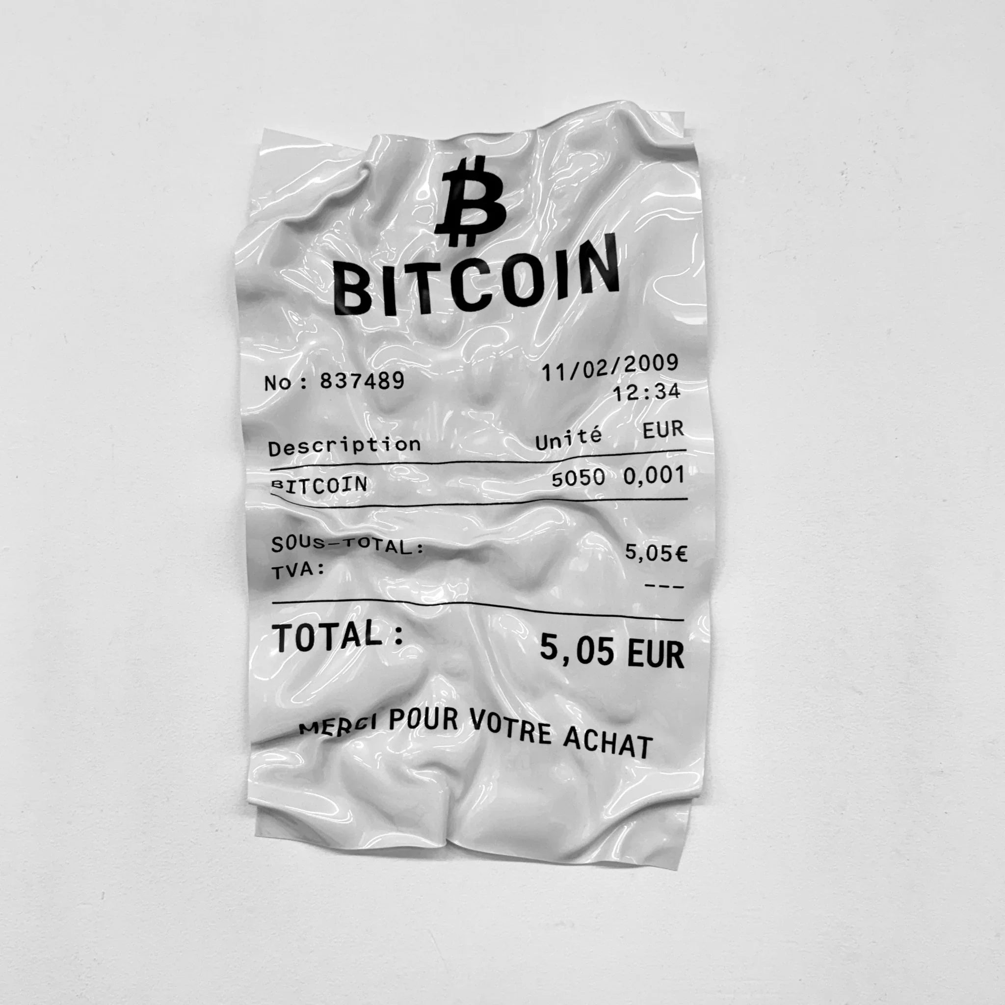 Tableau froissé - Ticket "Bitcoin" - Luxartis