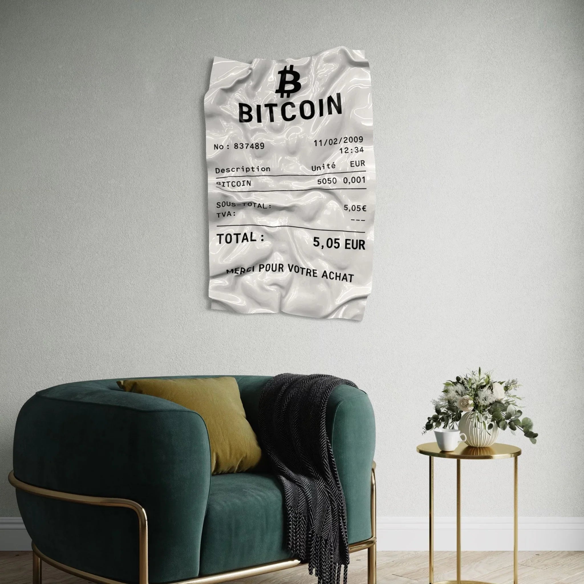 Tableau froissé - Ticket "Bitcoin" - Luxartis