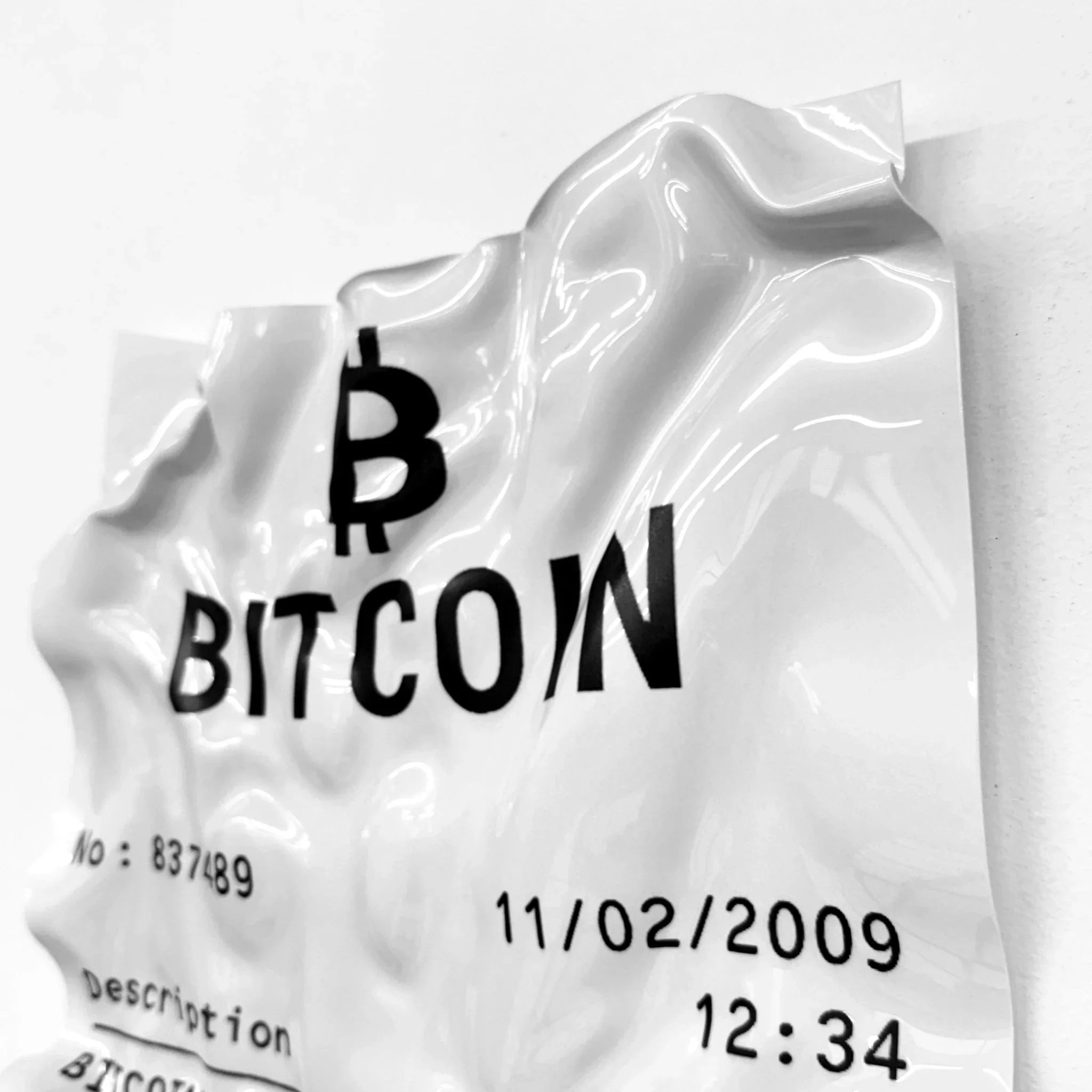 Tableau froissé - Ticket "Bitcoin" - Luxartis