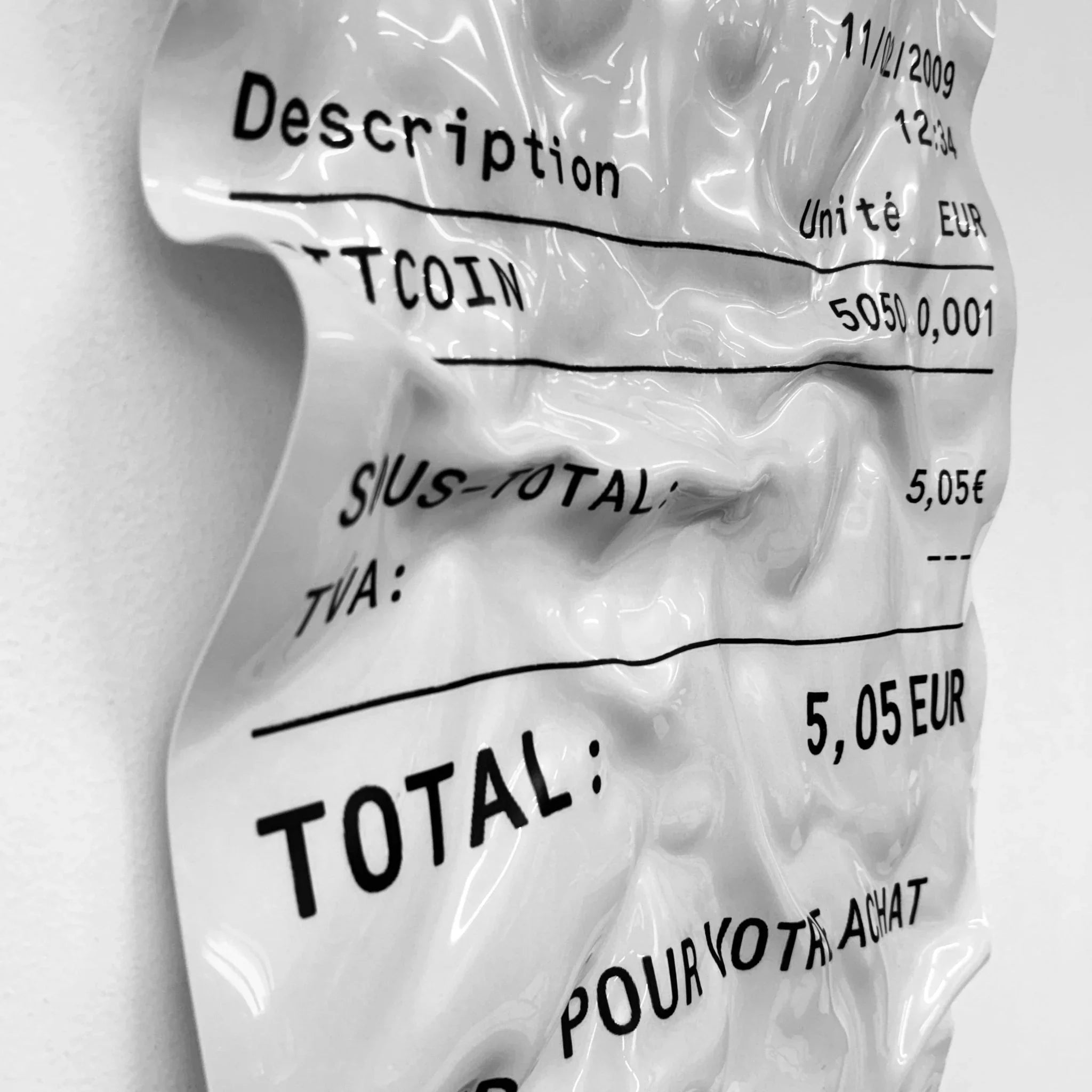Tableau froissé - Ticket "Bitcoin" - Luxartis