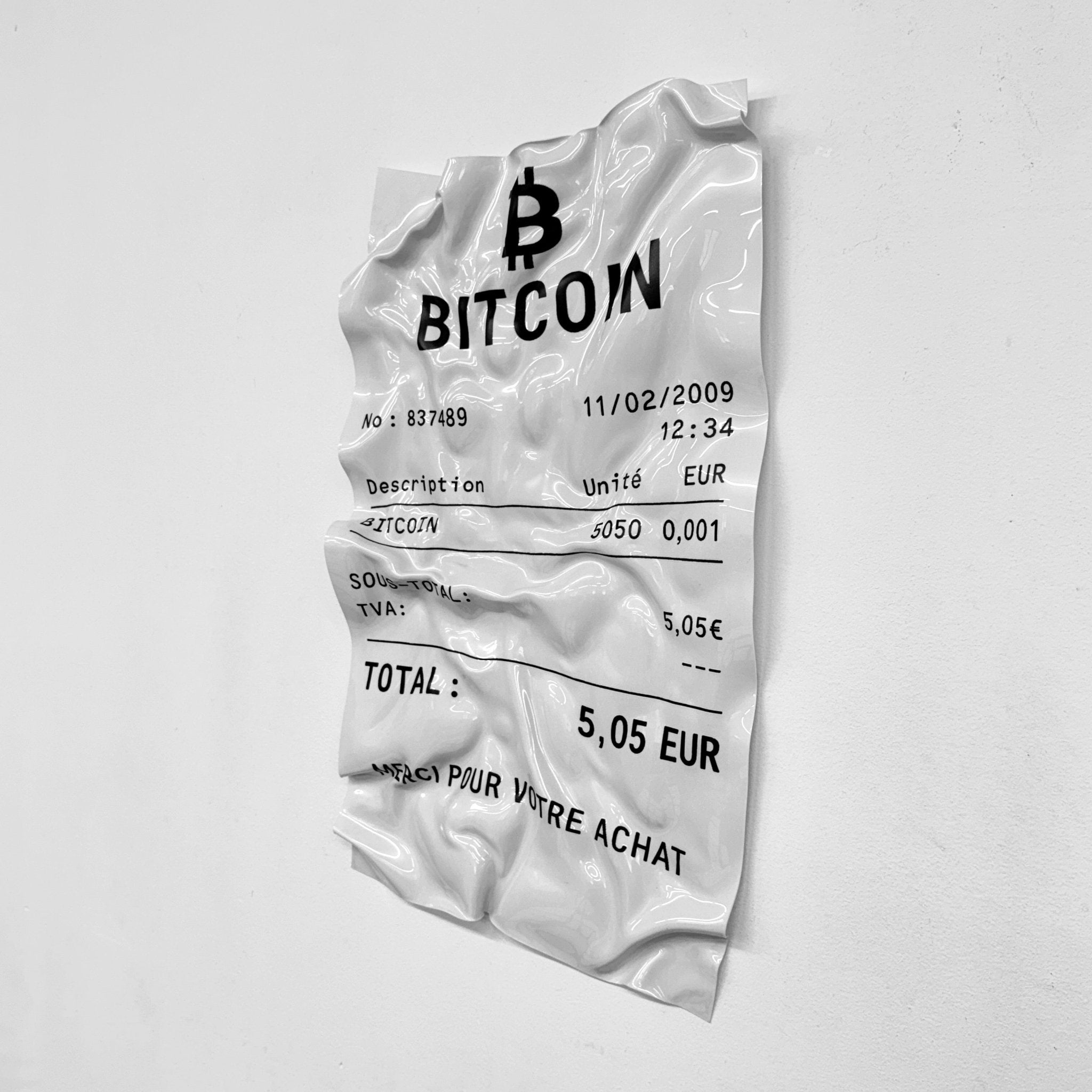 Tableau froissé - Ticket "Bitcoin" - Luxartis