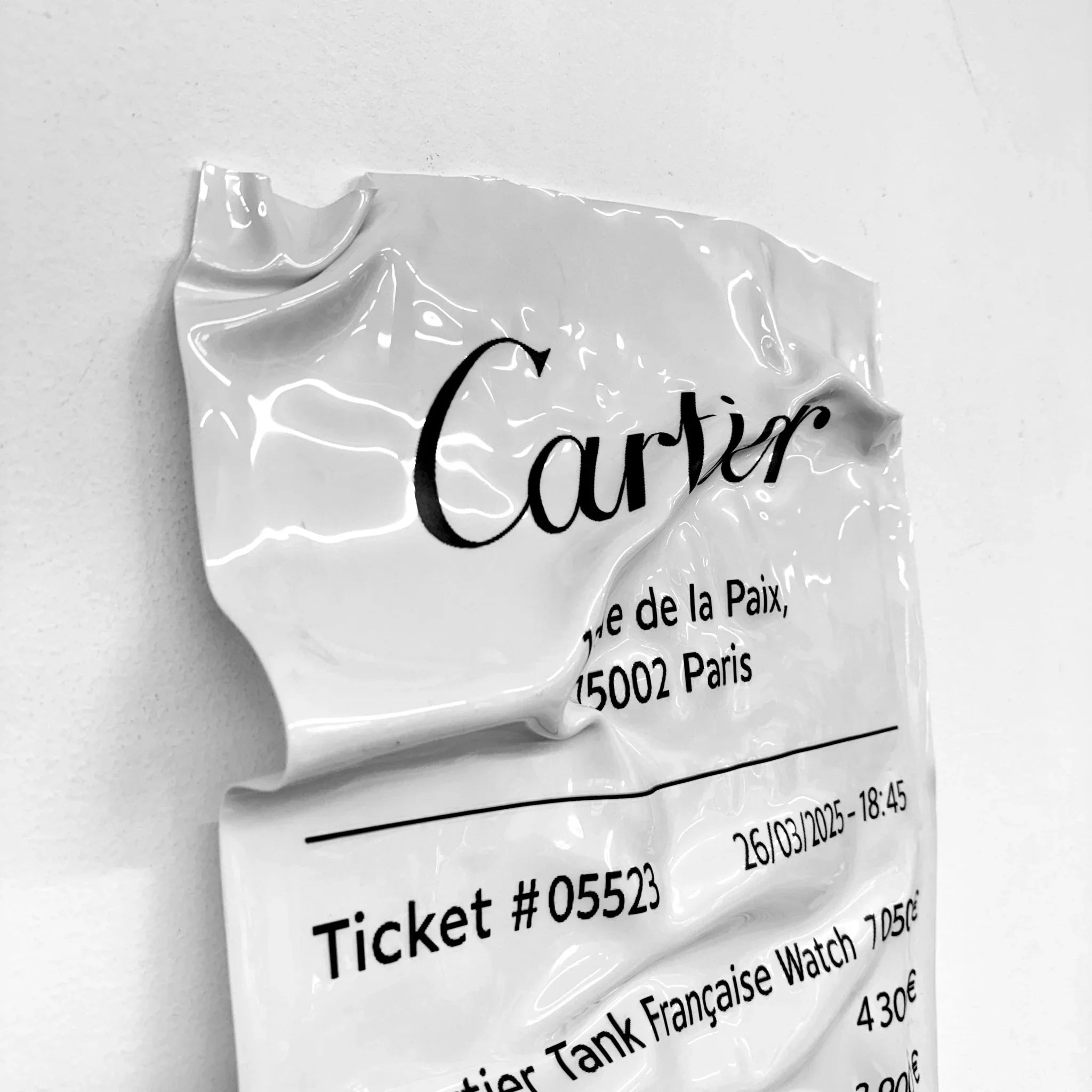 Tableau froissé - Ticket "Cartier" - Luxartis