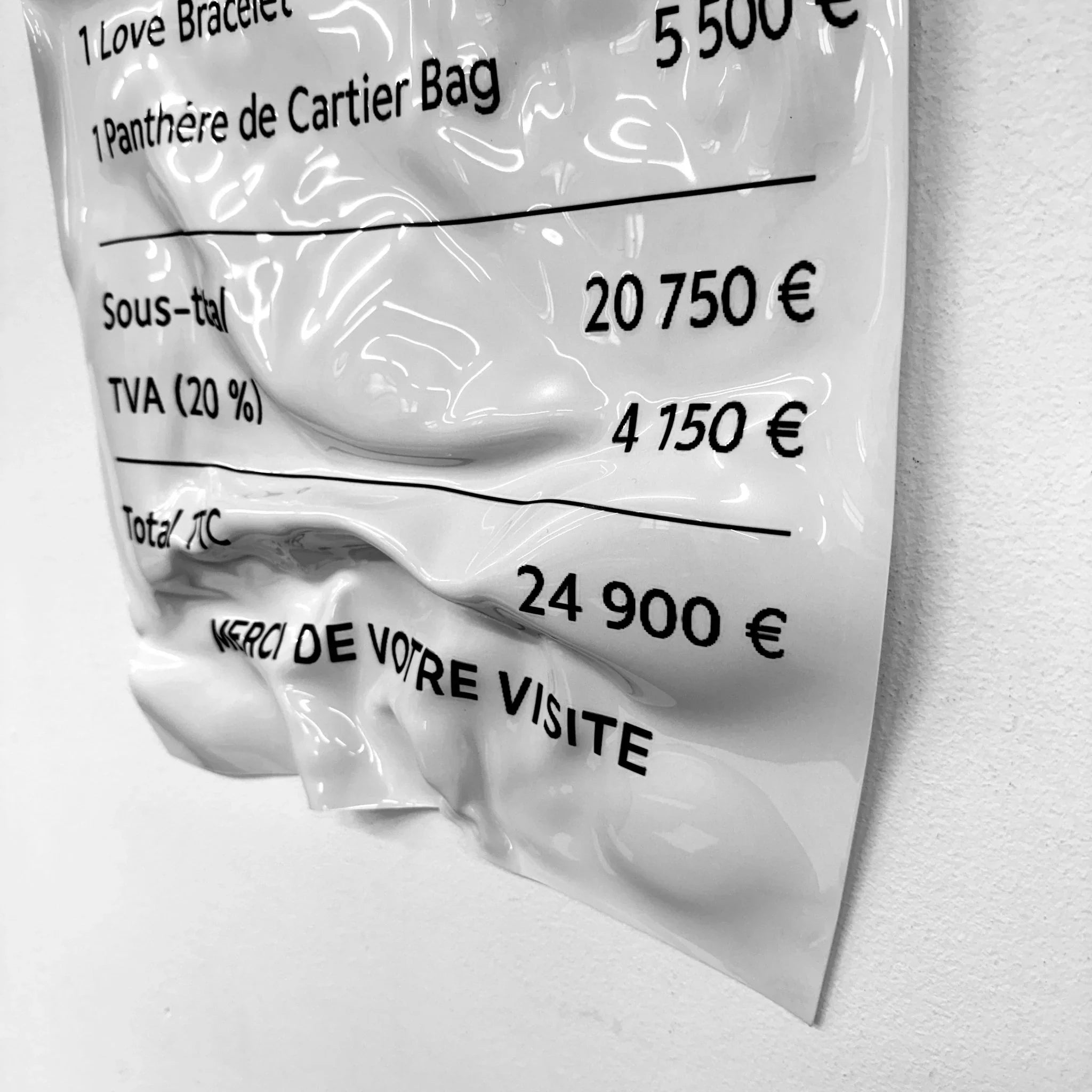 Tableau froissé - Ticket "Cartier" - Luxartis