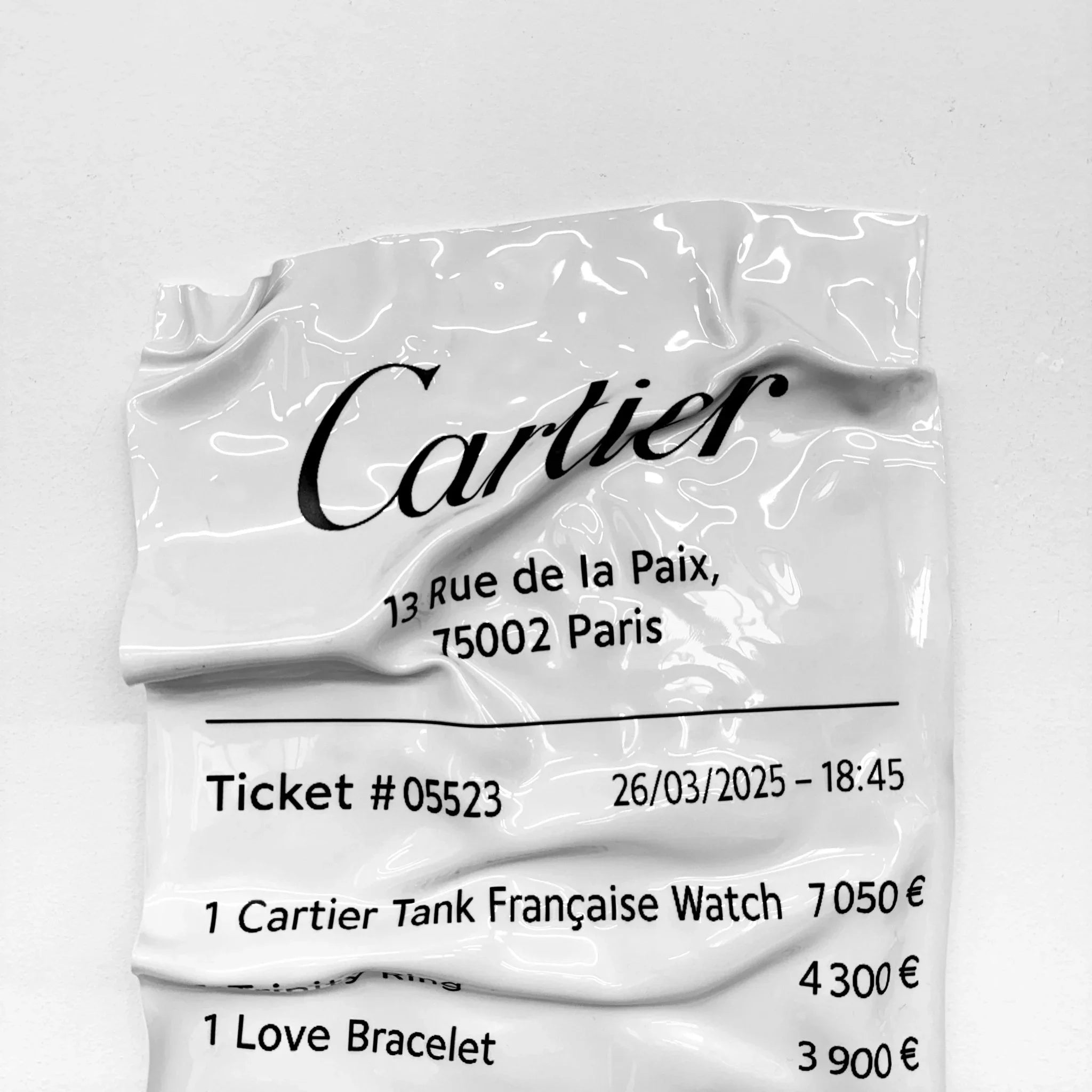 Tableau froissé - Ticket "Cartier" - Luxartis