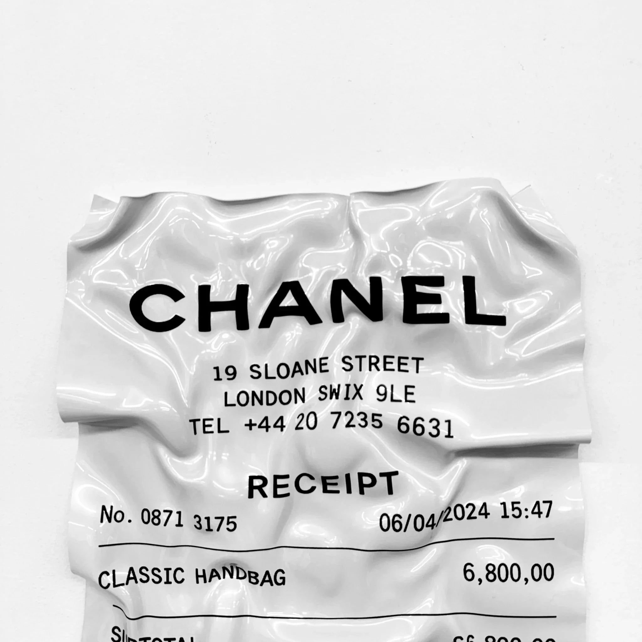 Tableau froissé - Ticket "Chanel" - Luxartis