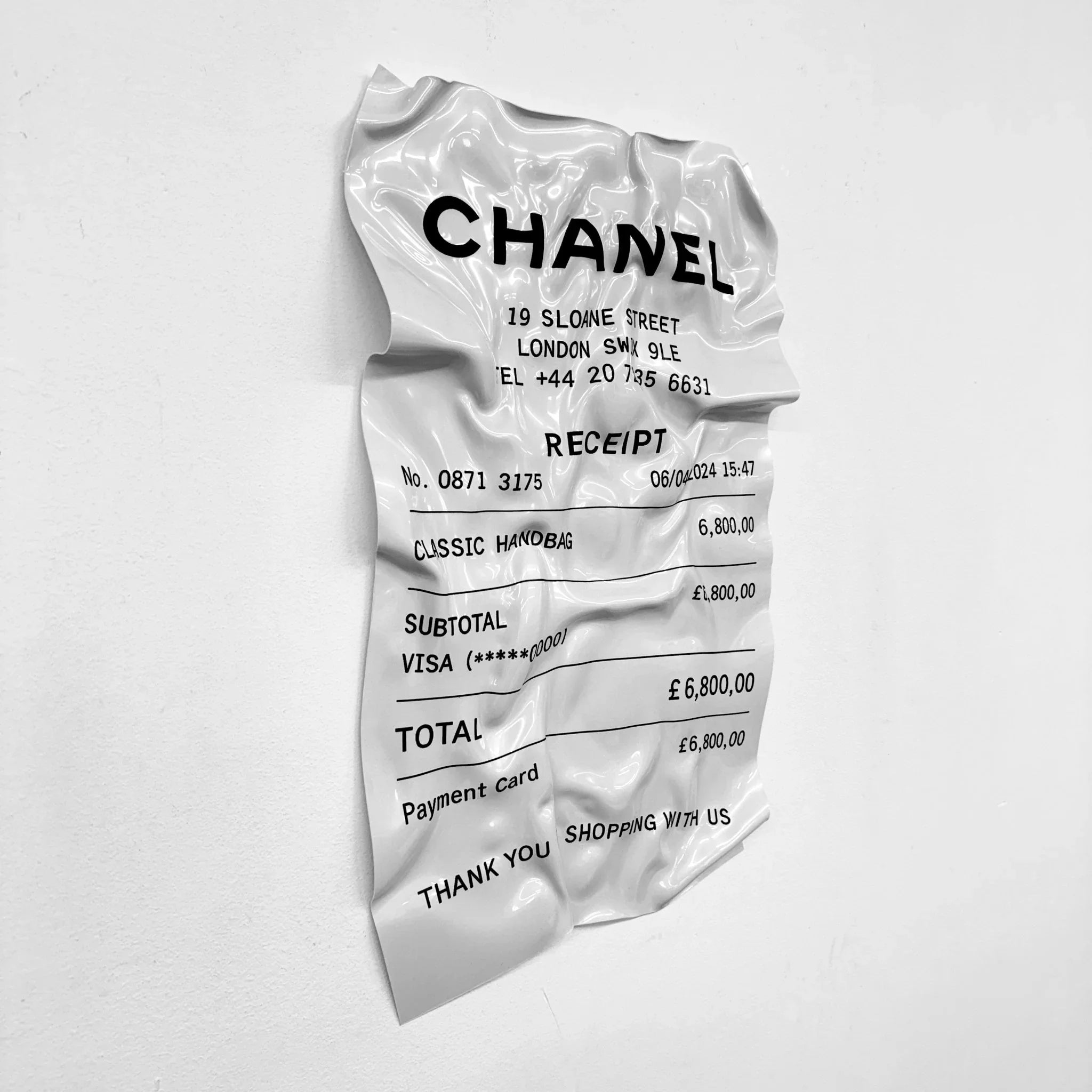 Tableau froissé - Ticket "Chanel" - Luxartis