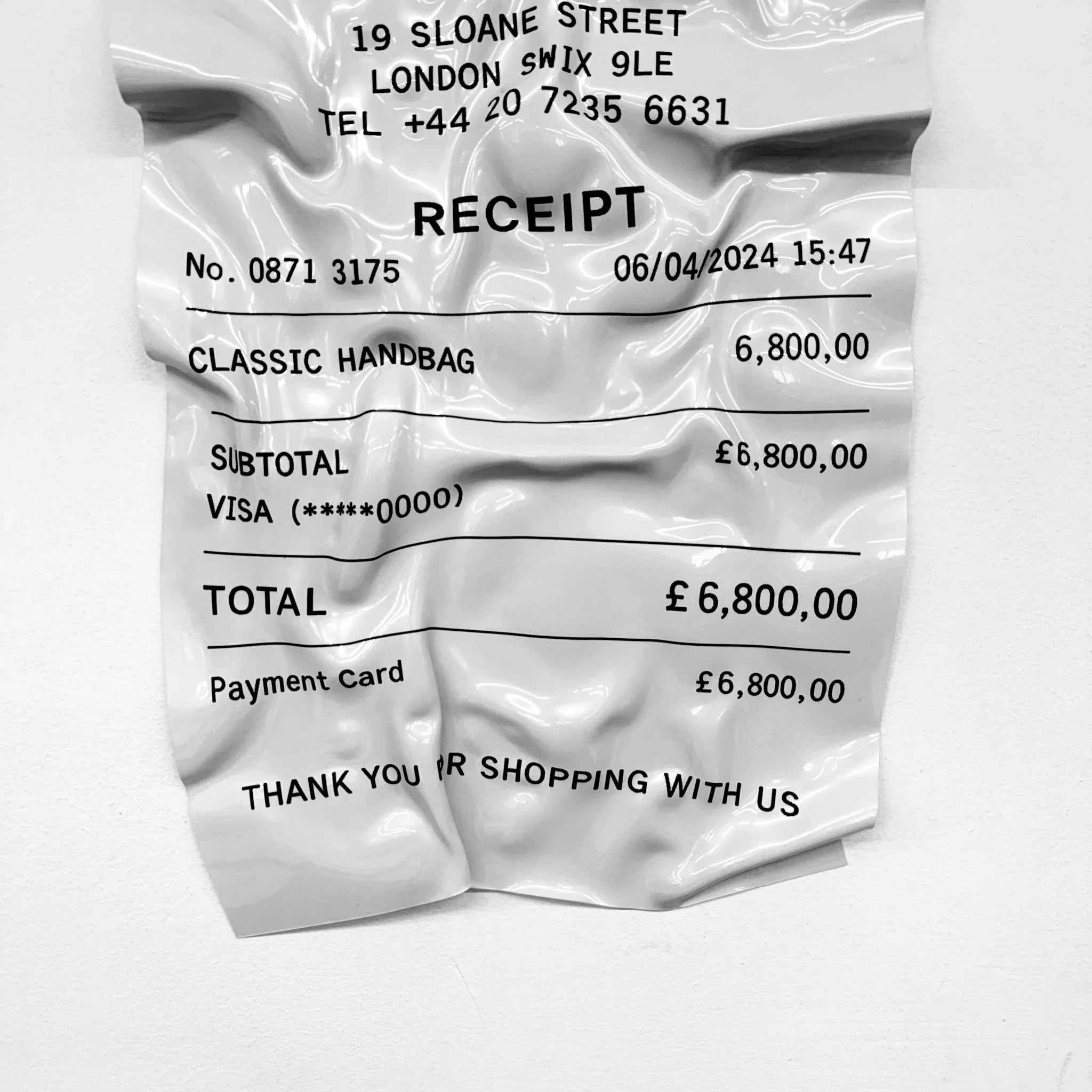Tableau froissé - Ticket "Chanel" - Luxartis