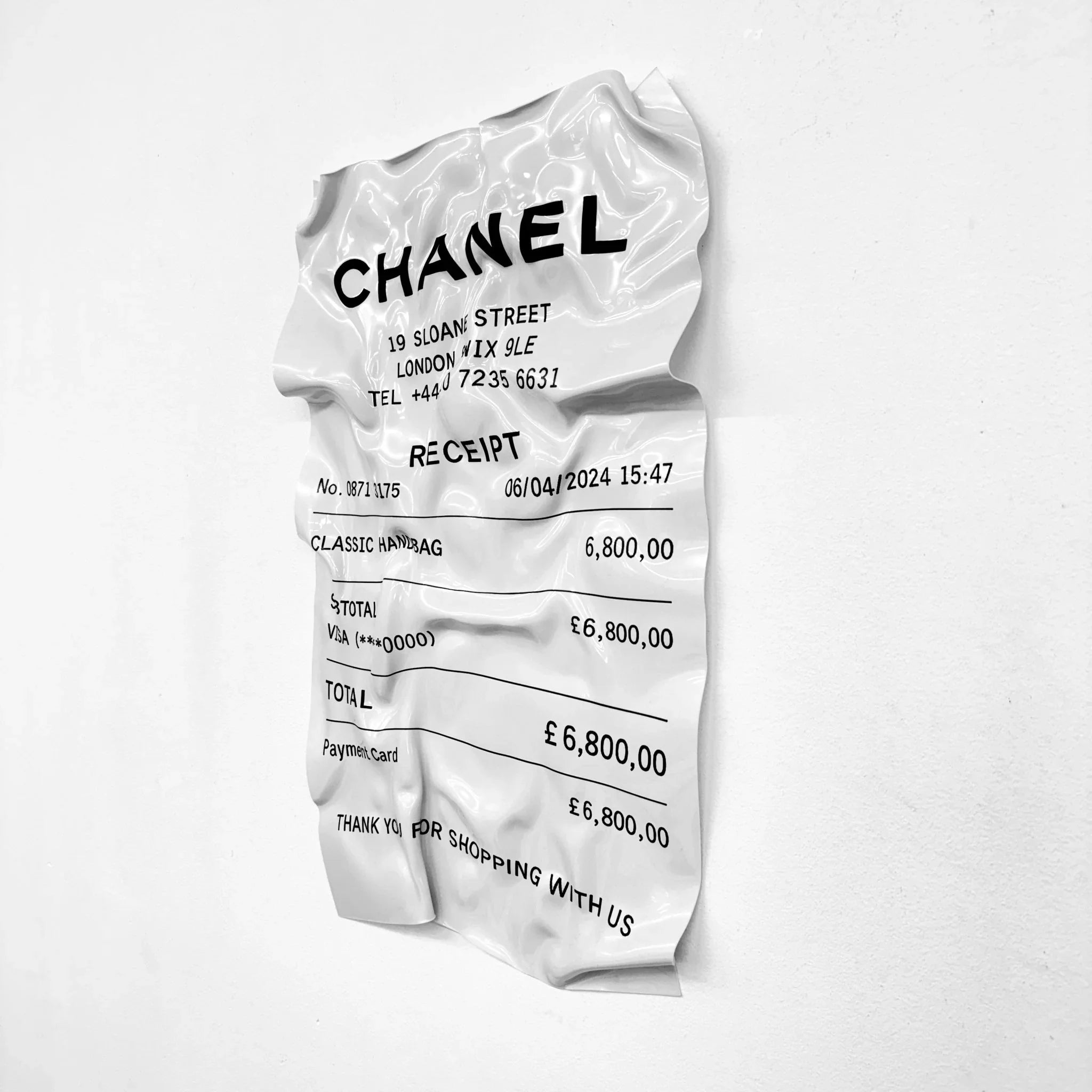 Tableau froissé - Ticket "Chanel" - Luxartis