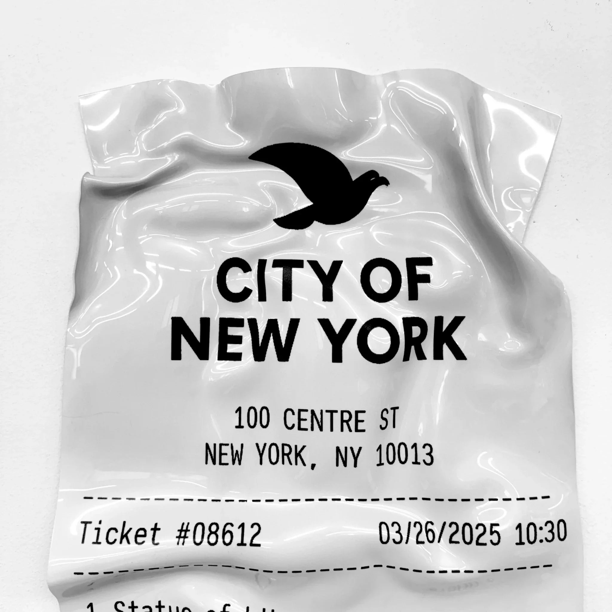 Tableau froissé - Ticket "City Of New York" - Luxartis