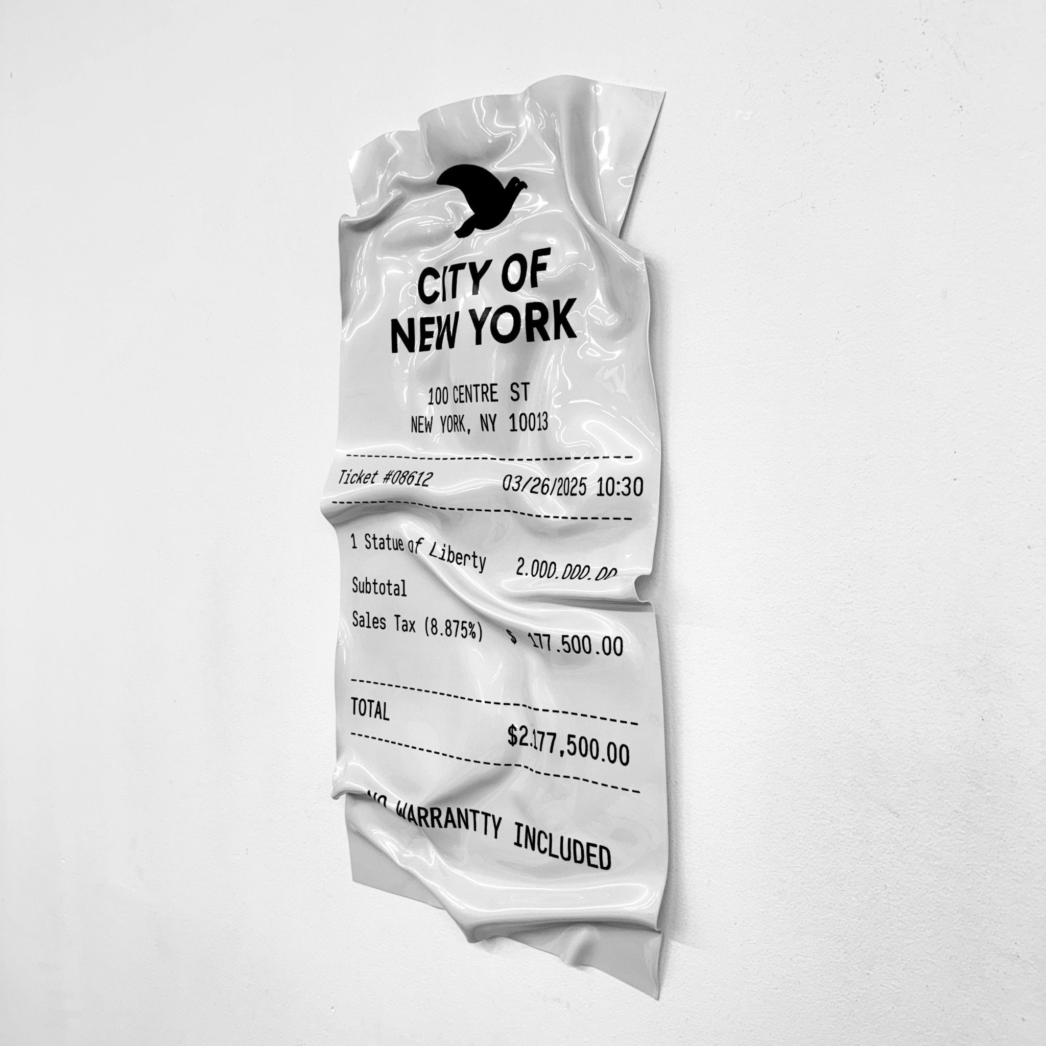 Tableau froissé - Ticket "City Of New York" - Luxartis