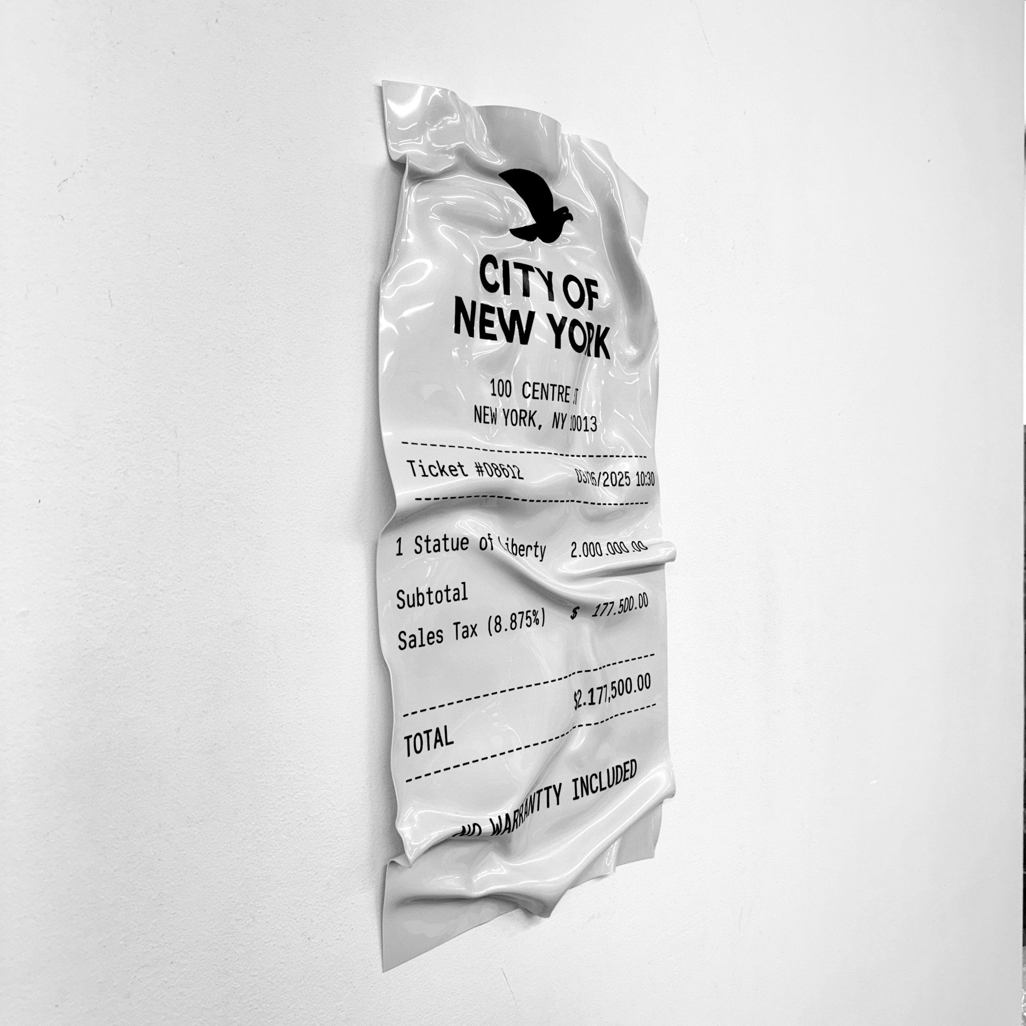 Tableau froissé - Ticket "City Of New York" - Luxartis