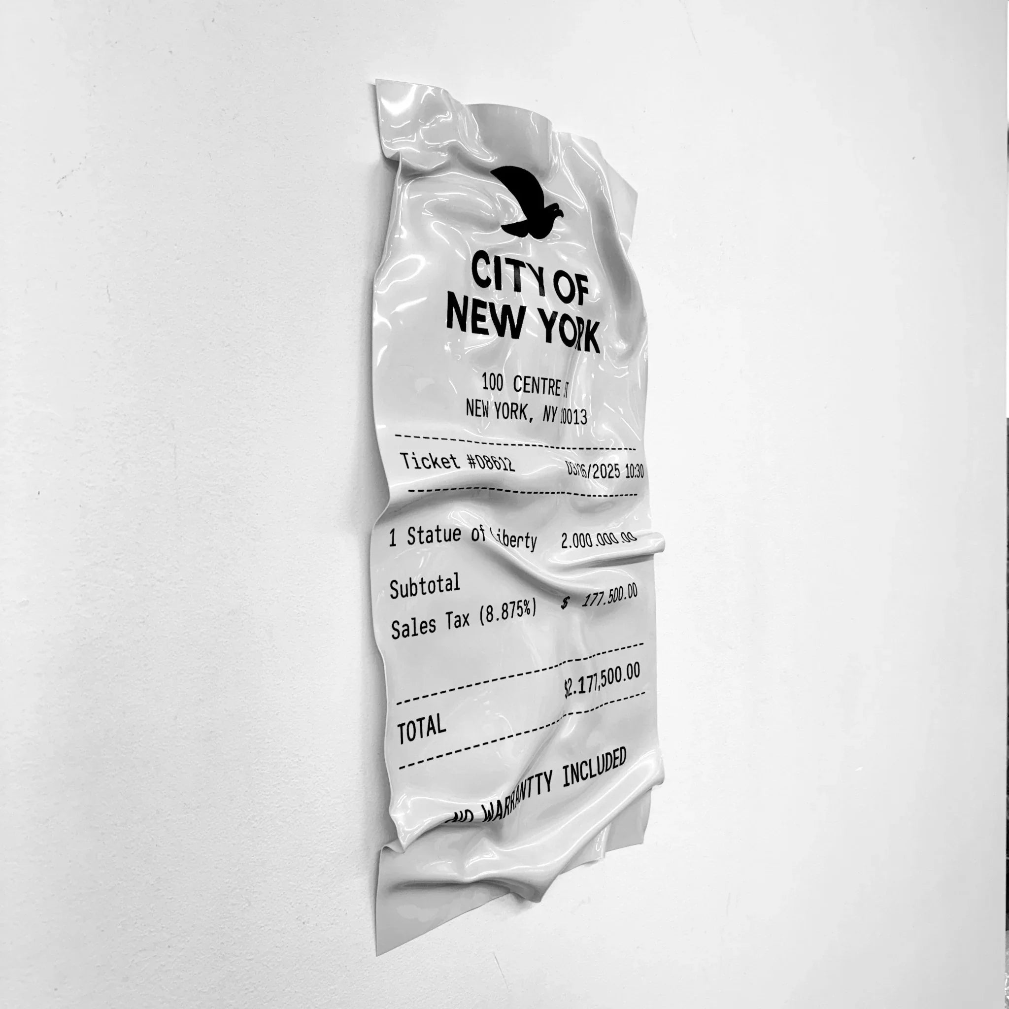 Tableau froissé - Ticket "City Of New York" - Luxartis