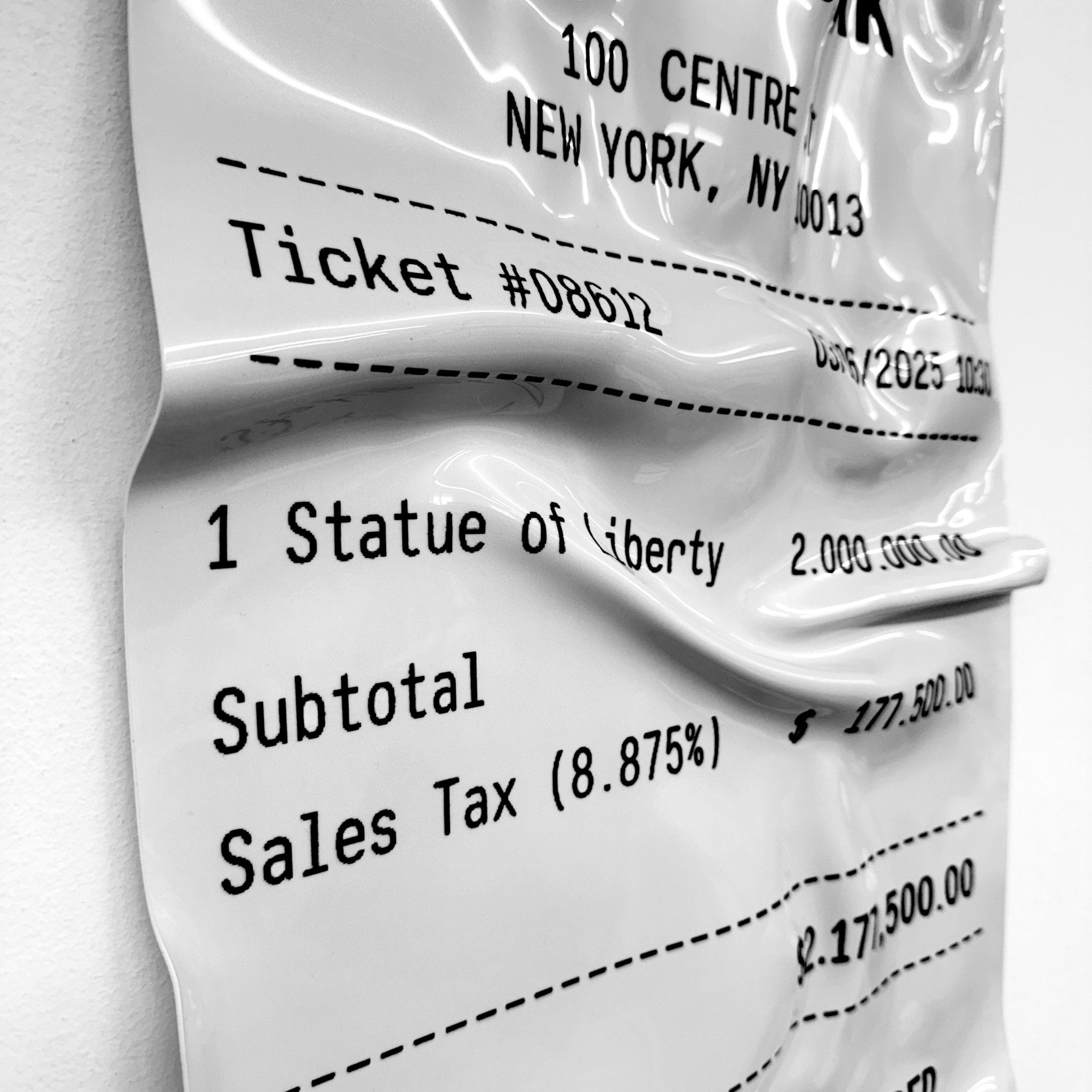 Tableau froissé - Ticket "City Of New York" - Luxartis