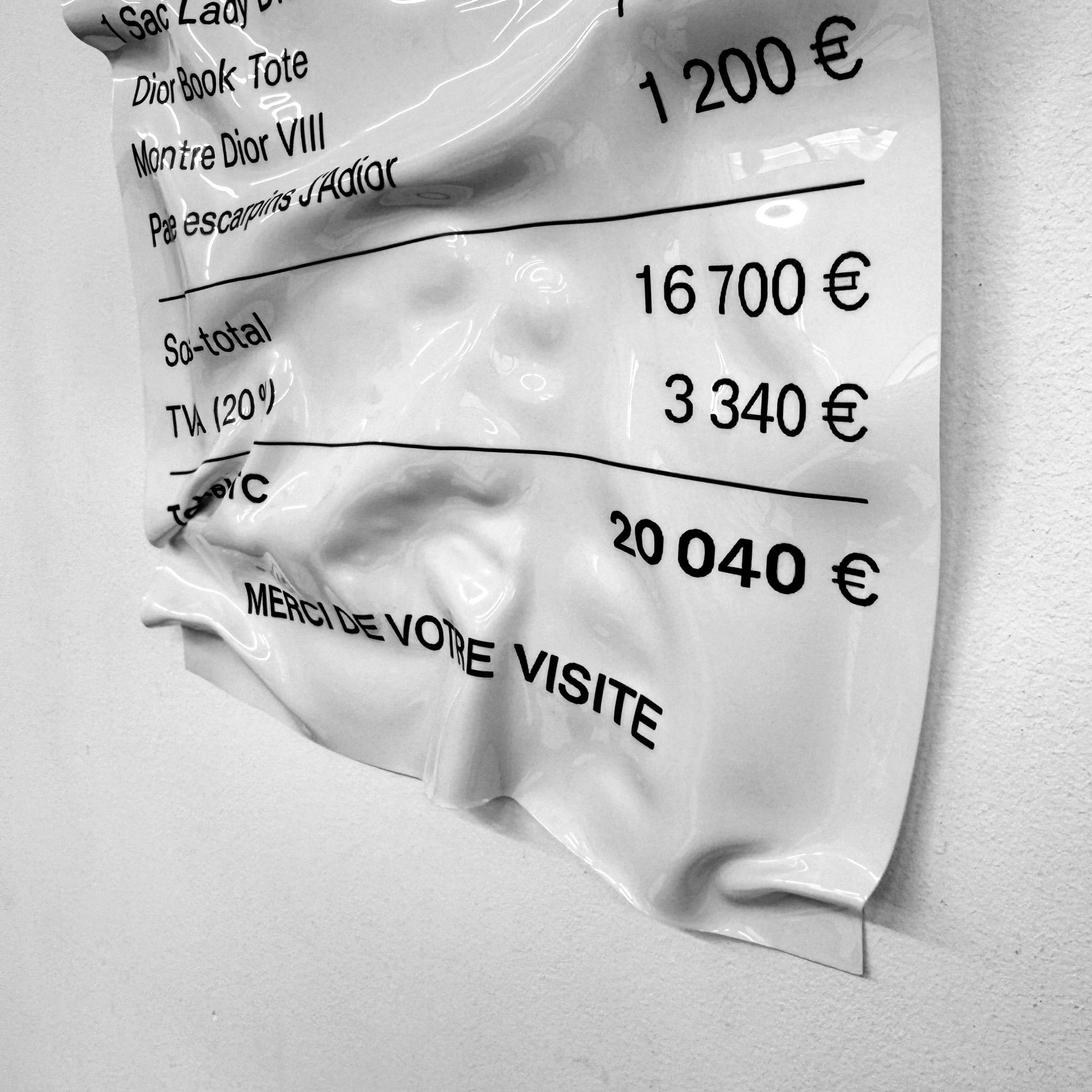 Tableau froissé - Ticket "Dior" - Luxartis