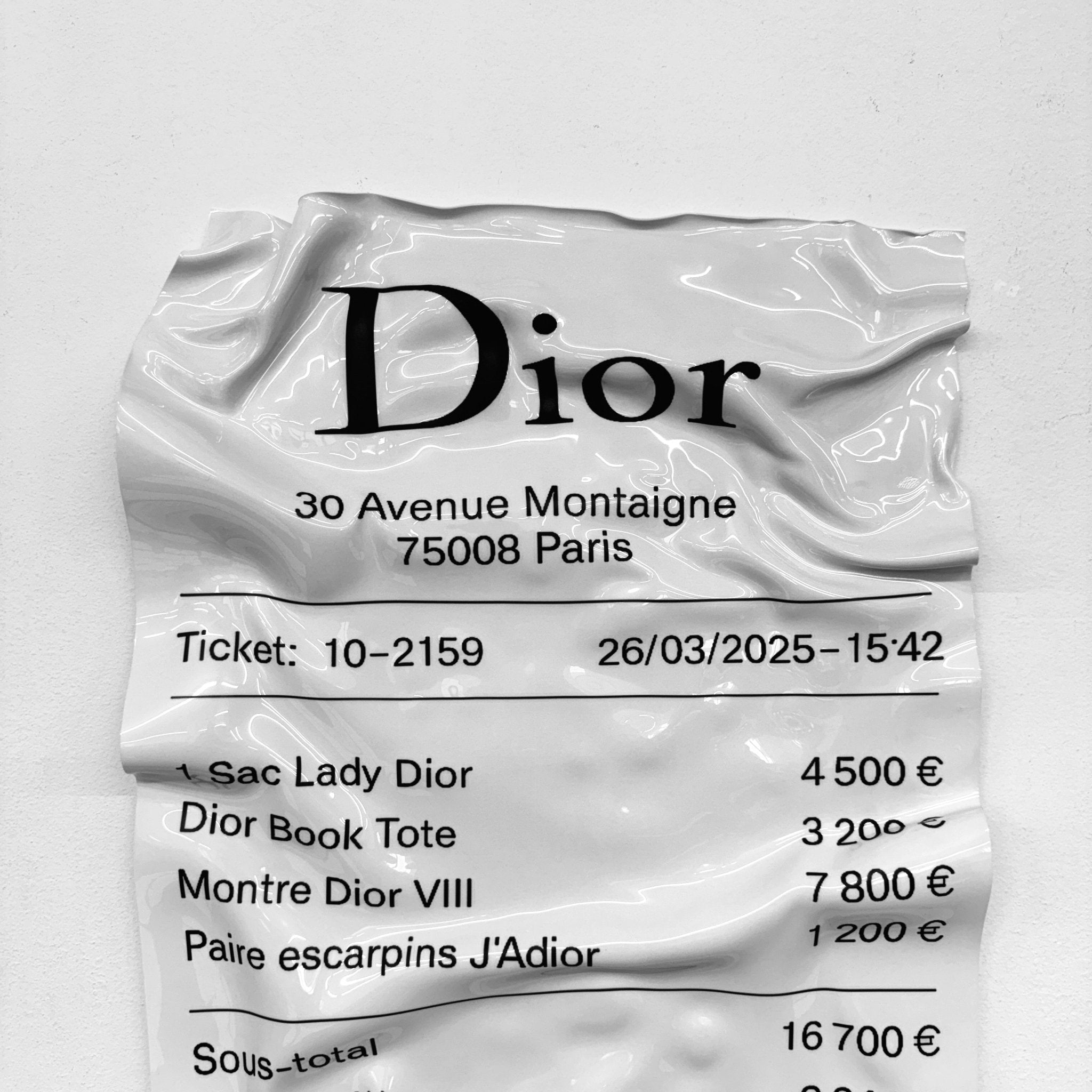 Tableau froissé - Ticket "Dior" - Luxartis