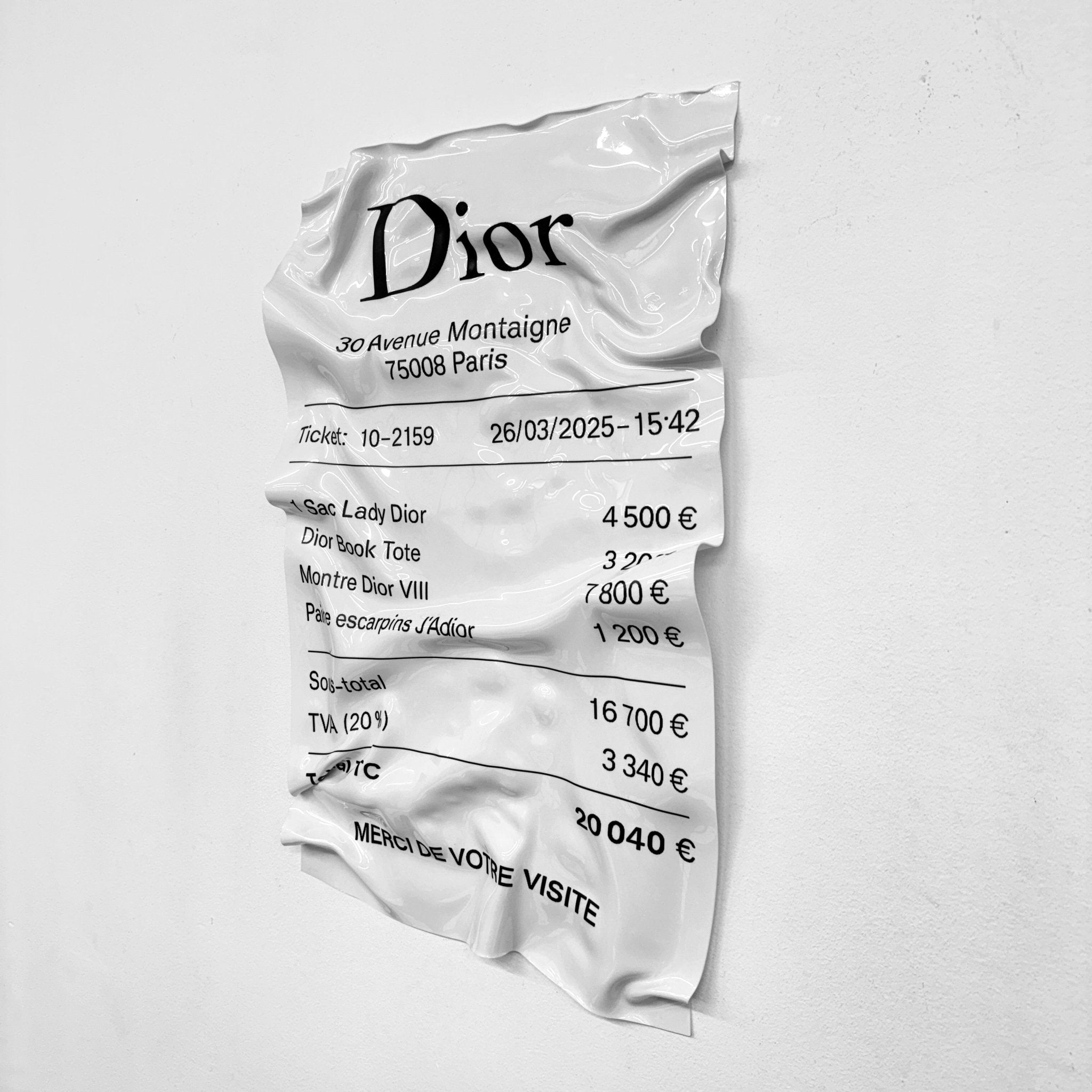 Tableau froissé - Ticket "Dior" - Luxartis