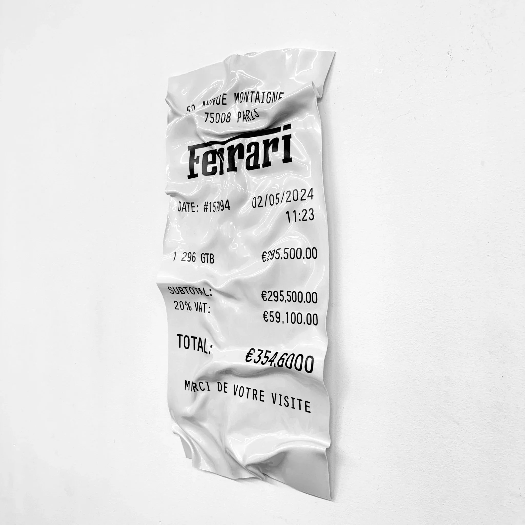 Tableau froissé - Ticket "Ferrari" - Luxartis